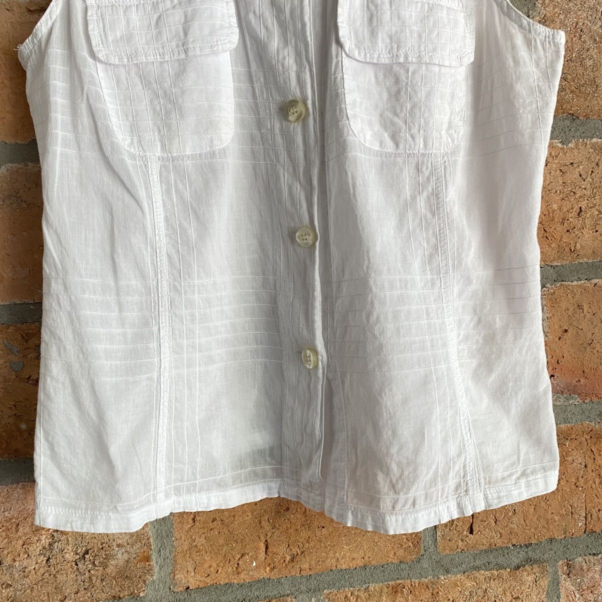 Armani ARMANI JEANS White Sleeveless Mandarin Collar Top Size S / US 4 / IT 40 - 4 Thumbnail