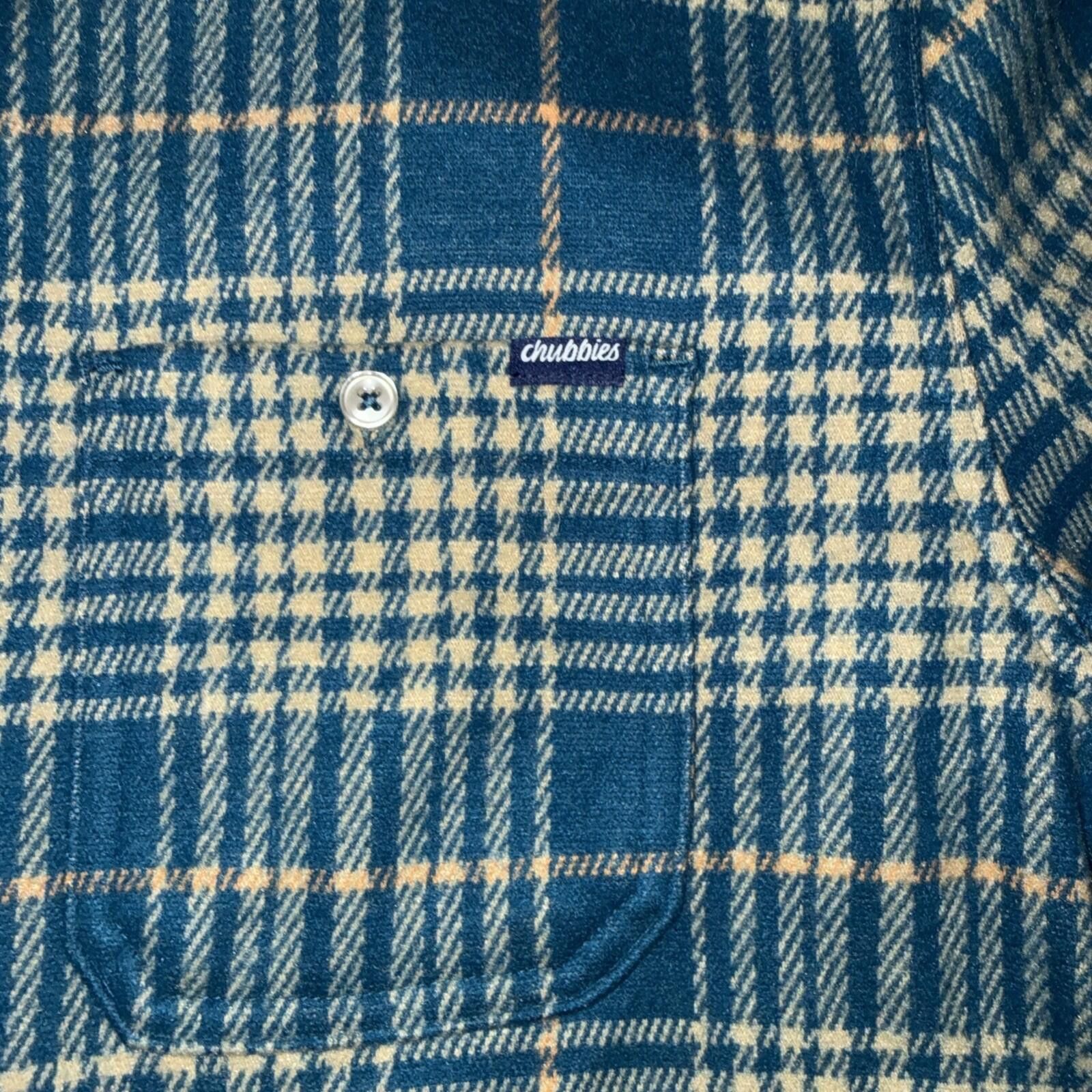 Chubbies Chubbies Mens Fleece Flannel Overshirt Plaid Blue Turquoise Size US L / EU 52-54 / 3 - 4 Thumbnail