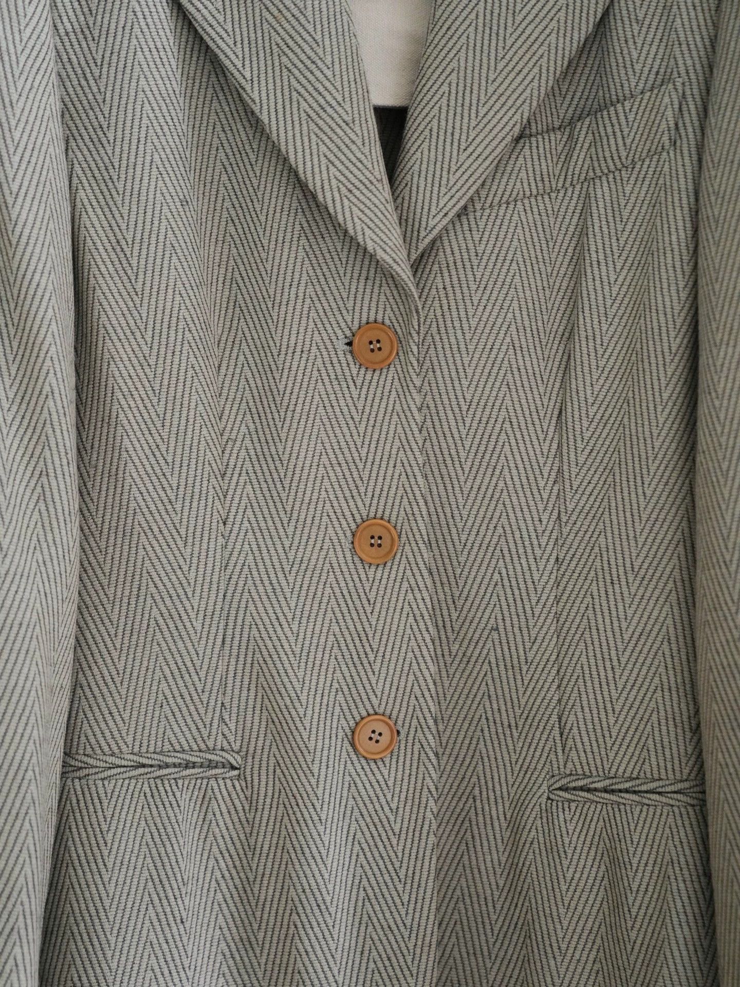 Armani Giorgio Armani Vintage Wool Herringbone Suit Jkt 38/M Flaws Size XS / US 0-2 / IT 36-38 - 4 Thumbnail