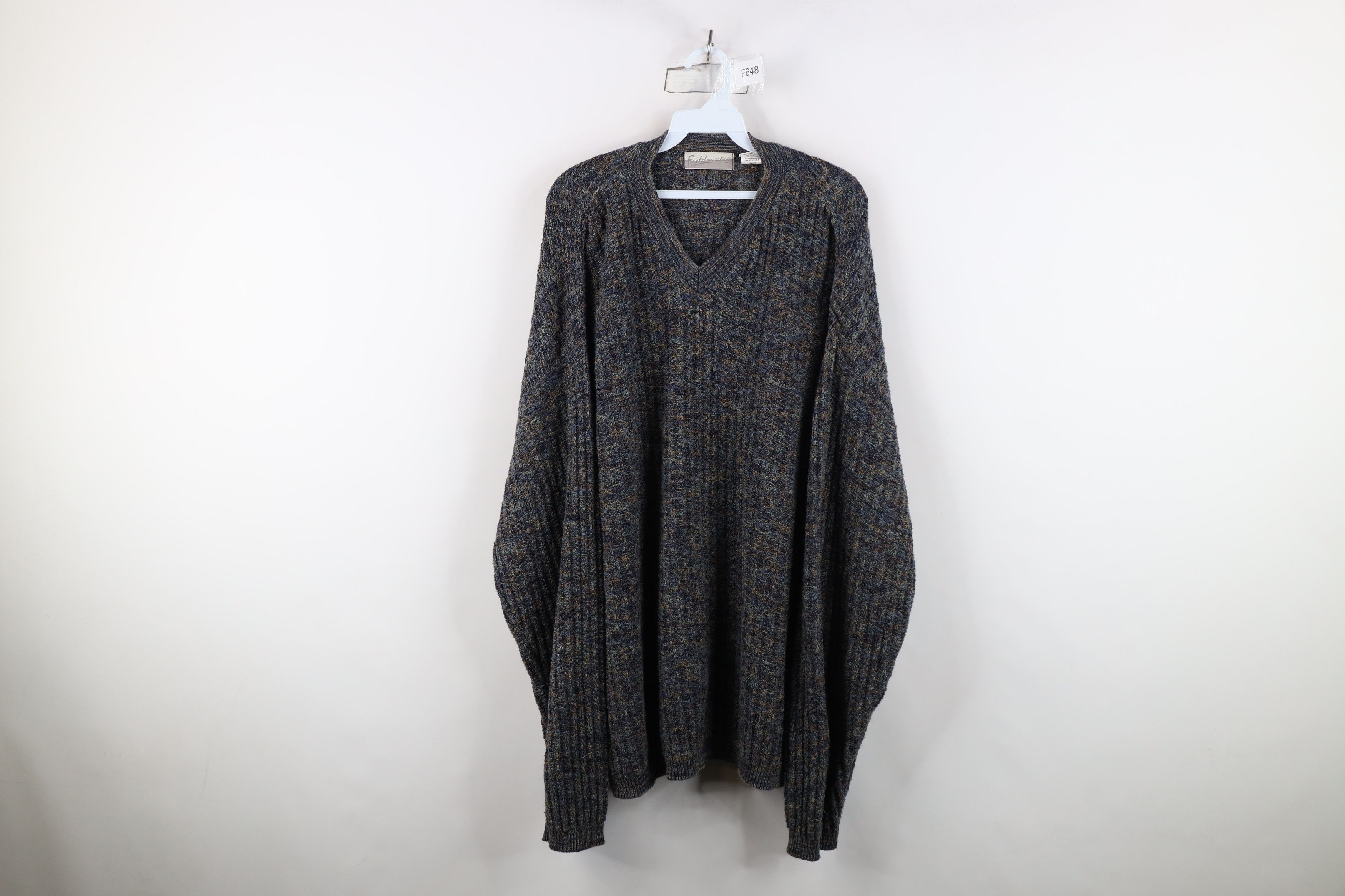 Vintage Vintage 90s Streetwear Fleck Ribbed Knit V-Neck Sweater USA Size US XXL / EU 58 / 5 - 1 Thumbnail