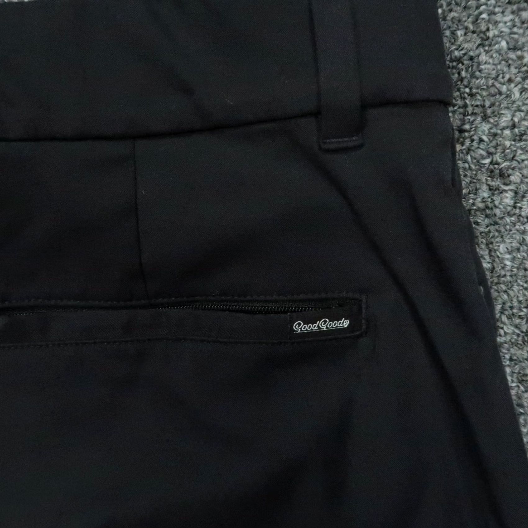 Vintage Good Good Golf Pants Mens 30x31 Black Chino Flat Front Stretch Pockets Tapered Regular Size 30 Inseam 31 Zip Button Front Back Pockets Size US 30 / EU 46 - 6 Thumbnail
