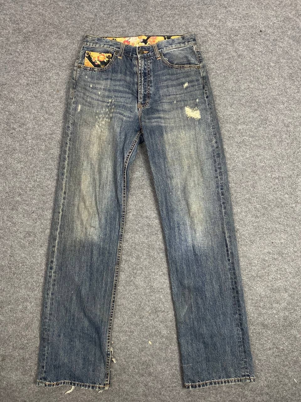 Japanese Brand japanese brand floral design trim distressed denim Size US 30 / EU 46 - 7 Thumbnail