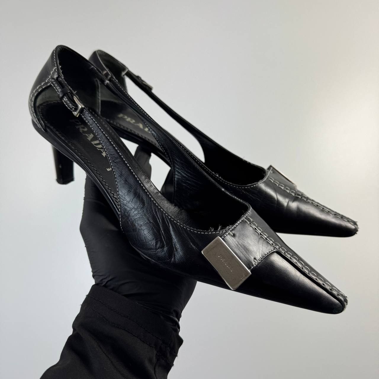 Prada Vintage Prada Slingback Pointed-Toe Kitten Heel Size 35.5 EU Size US 5.5 / IT 35.5 - 1 Thumbnail