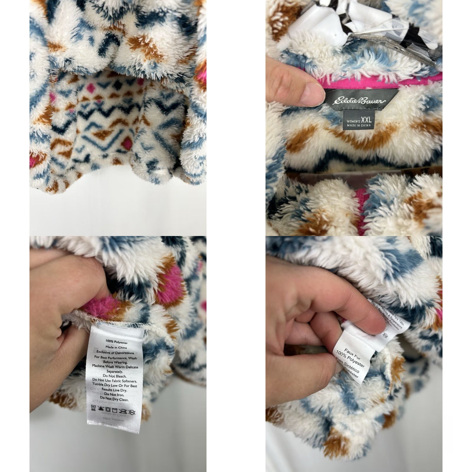 Eddie Bauer VINTAGE Eddie Bauer Quest Plush Teddy Pullover Womens 2XL White Aztec Geometric 1/4 Zip Pullover Hipster" Size XXL / US 16-18 / IT 52-54 - 8 Thumbnail