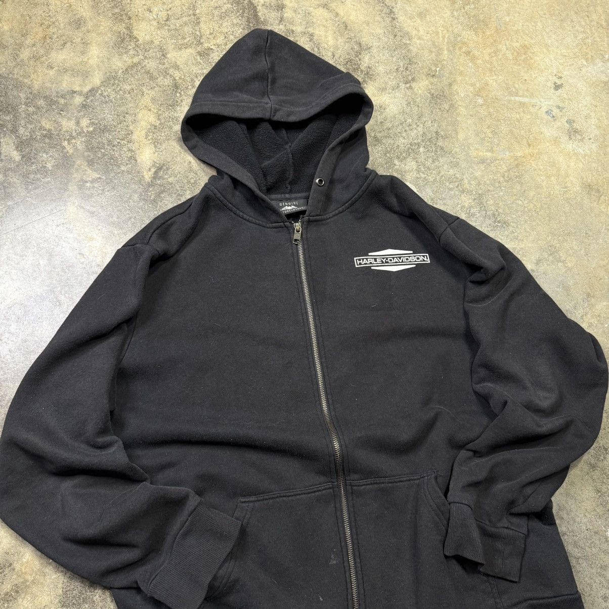 Harley Davidson vintage black harley davidson zip up biker baggy hoodie Size US XL / EU 56 / 4 - 3 Thumbnail