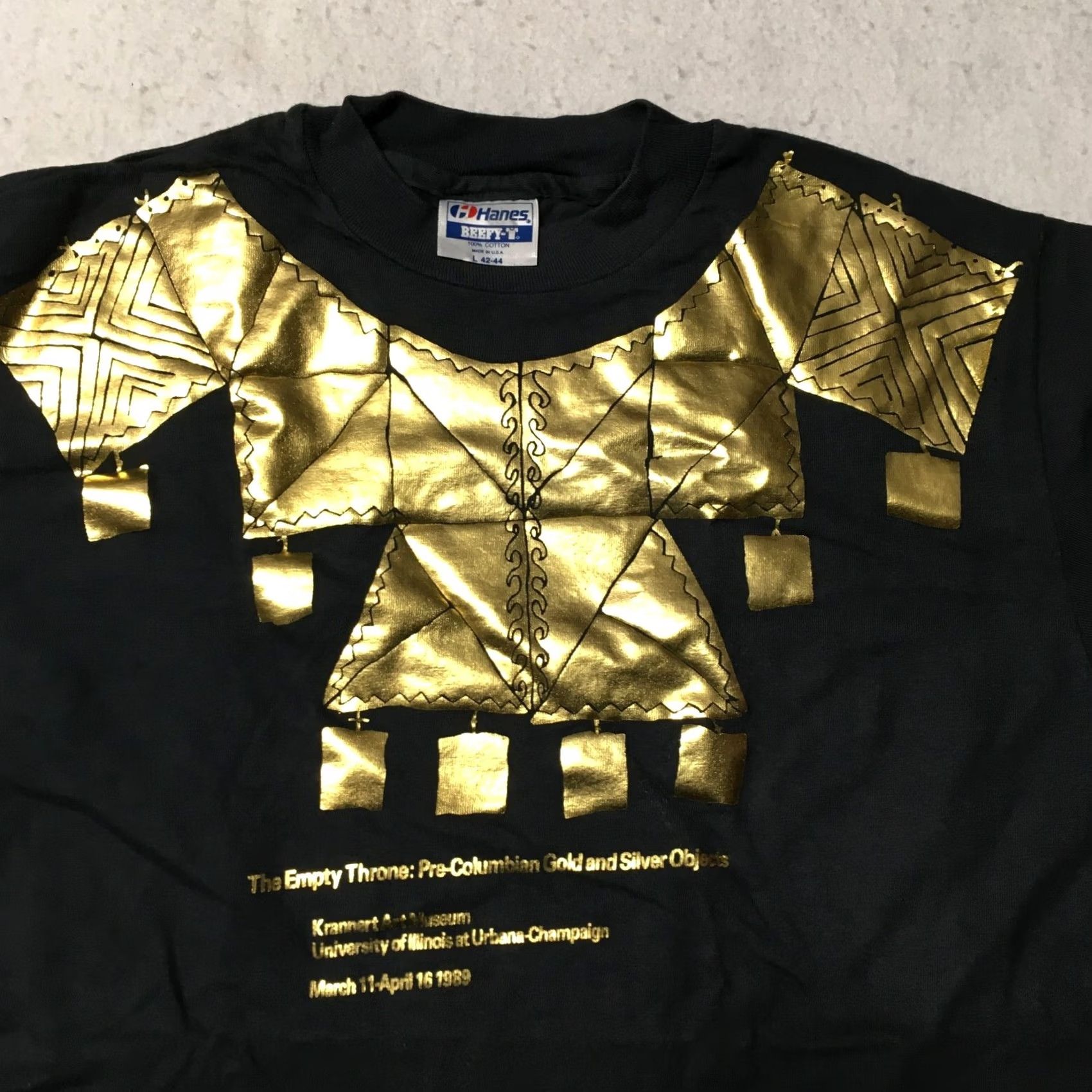 Hanes New Title: Vintage 1989 University Illinois Shirt - Mens Size Medium, Solid Cotton, Embroidered, Black Size US L / EU 52-54 / 3 - 2 Thumbnail
