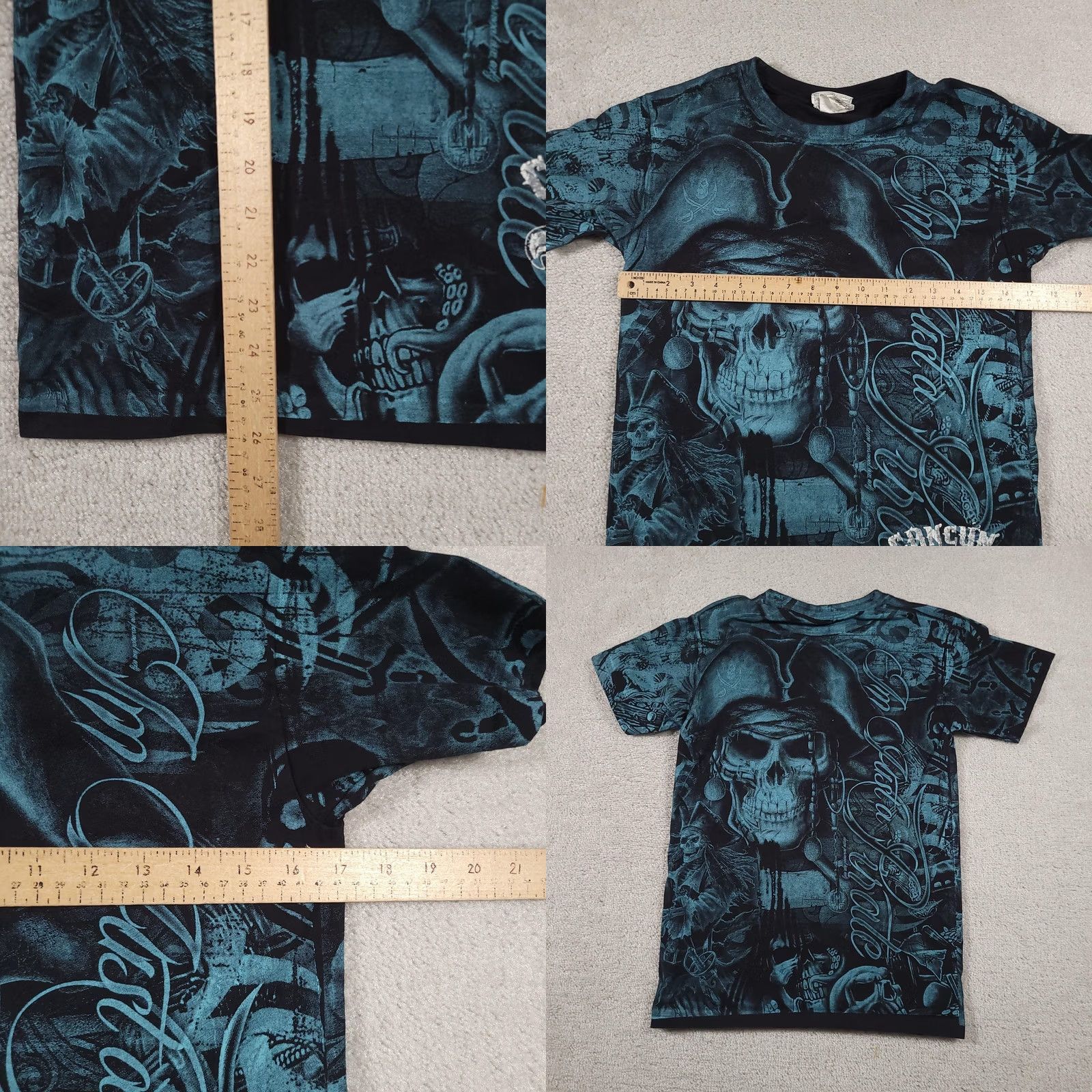 Vintage Cancun Mexico Pirate Skull Shirt Mens Small Black Graphic Tee Souvenir Euro American Cotton Active Wear Size US S / EU 44-46 / 1 - 8 Thumbnail