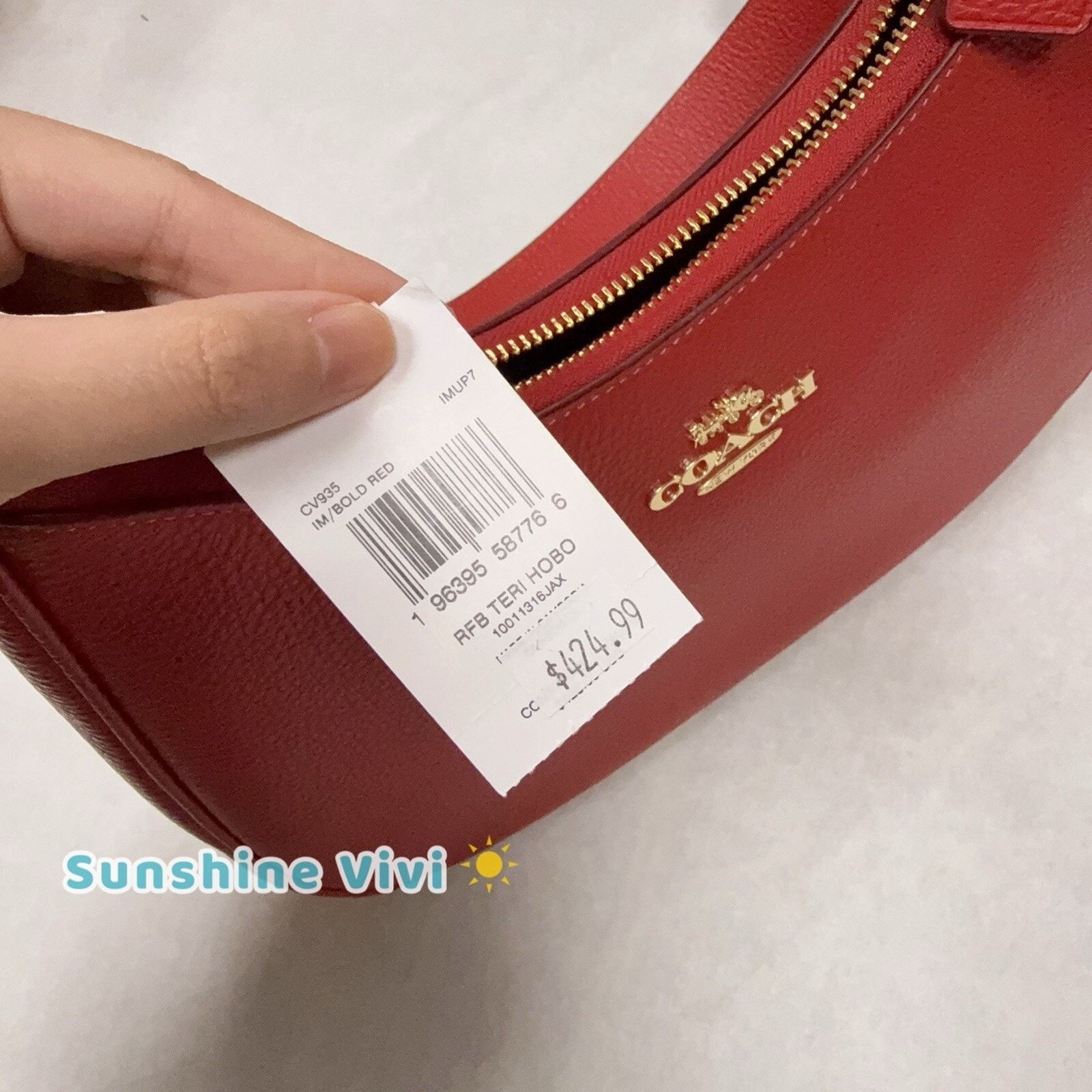 Coach NWT Coach Teri Hobo Bag Leather CV935 Bold Red Size ONE SIZE - 3 Thumbnail