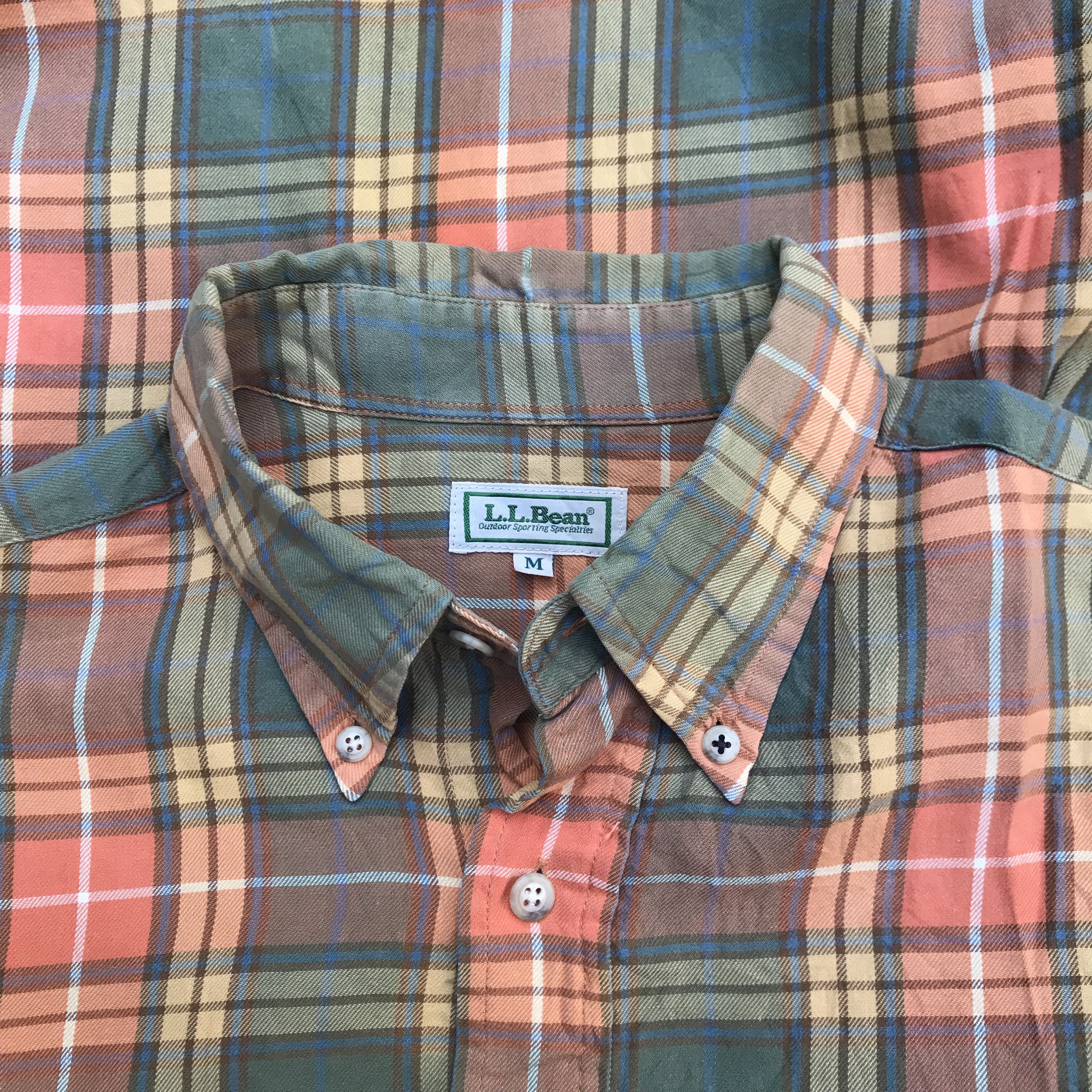 L.L. Bean Vintage LL Bean Summer Shirt Green orange long sleeves butt Size US M / EU 48-50 / 2 - 8 Thumbnail