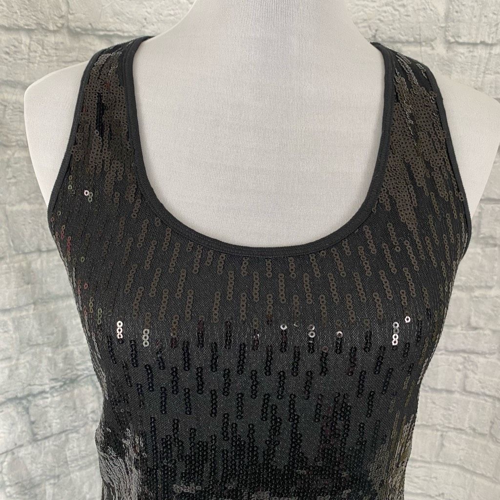 Express Express women M black sequin front ribbed tank top Size M / US 6-8 / IT 42-44 - 2 Thumbnail
