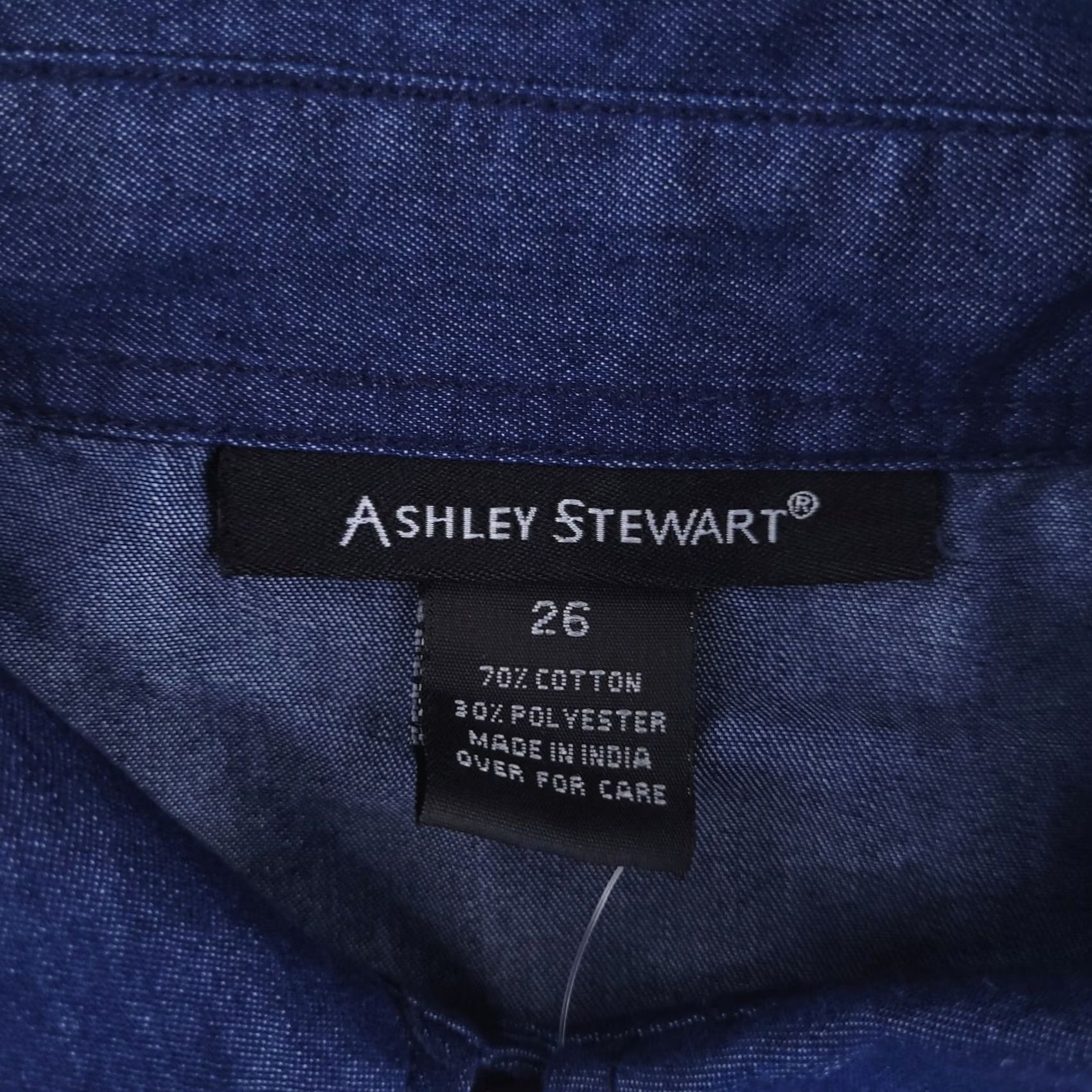 Vintage Ashley Stewart Shirt Womens Plus 26 Blue Denim Chambray Long Sleeve Button-Up Size 4XL / US 24-26 - 3 Thumbnail