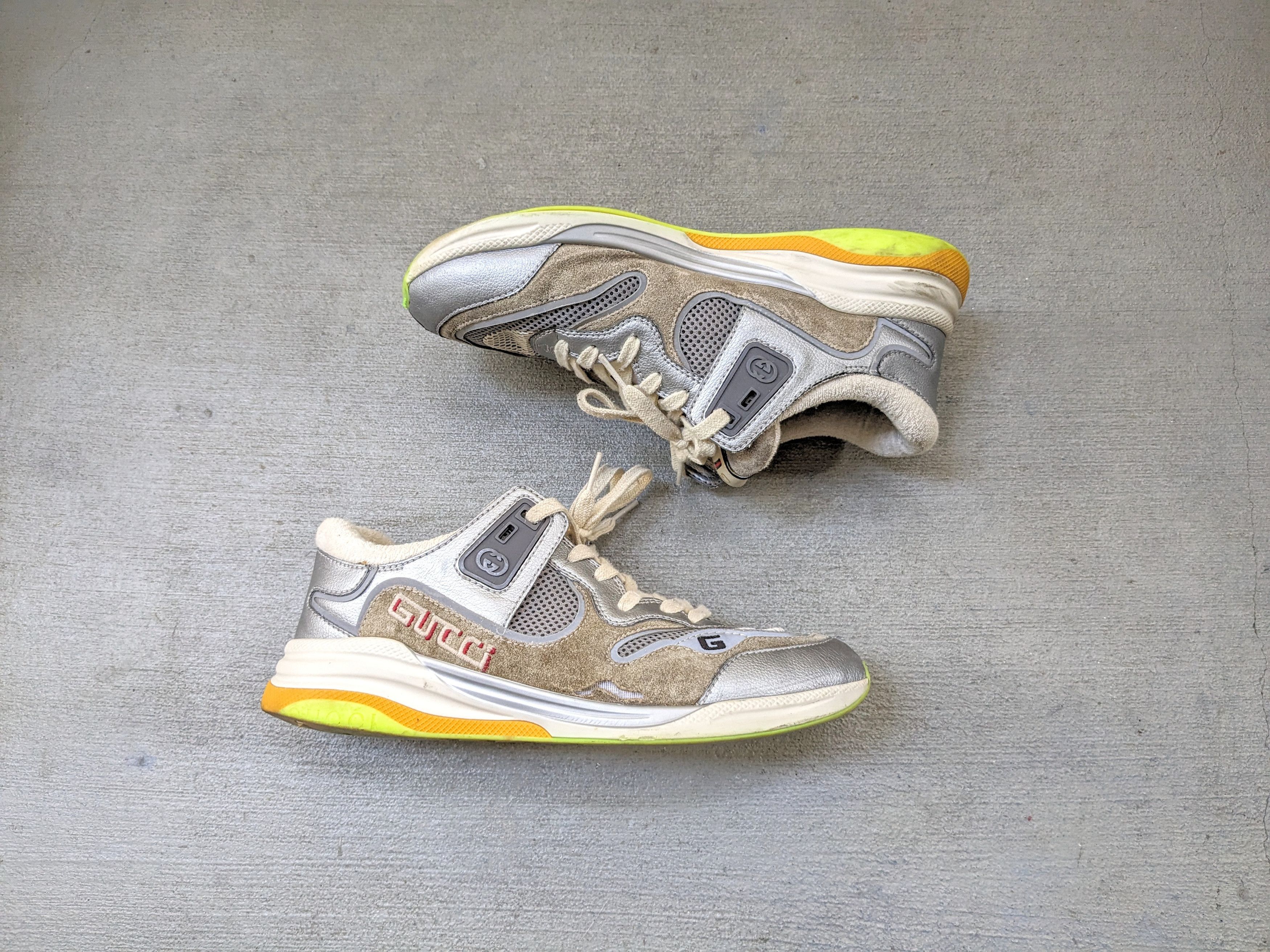 Gucci Gucci Ultrapace Sneakers Size 9 Gray Silver BEATERS Size US 9 / EU 42 - 1 Thumbnail