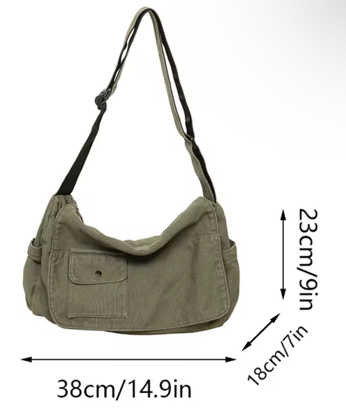 Japanese Brand Workwear School Canvas Shoulder Bag Large Messenger Bag Size ONE SIZE - 2 Thumbnail