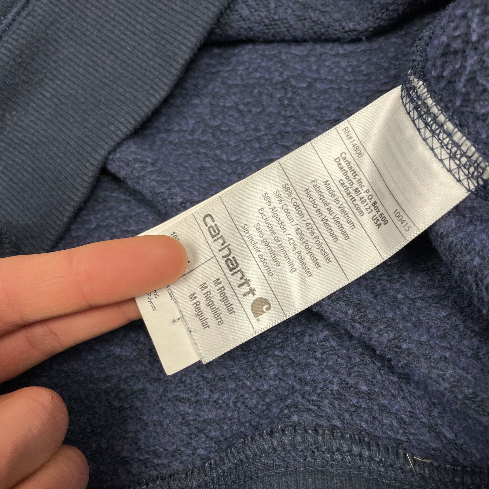 Carhartt Carhartt Force Delmont Signature Men's Navy Cotton Hoodie M Size US M / EU 48-50 / 2 - 9 Thumbnail