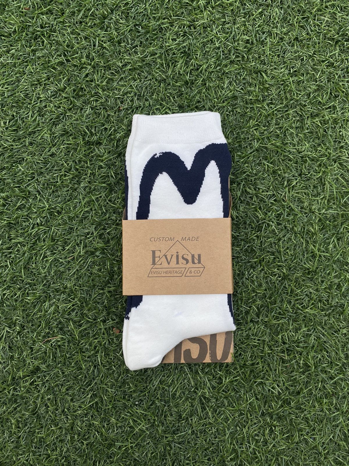 EVISU SOCKS BLACK BRUSHSTROKE DAICOCK