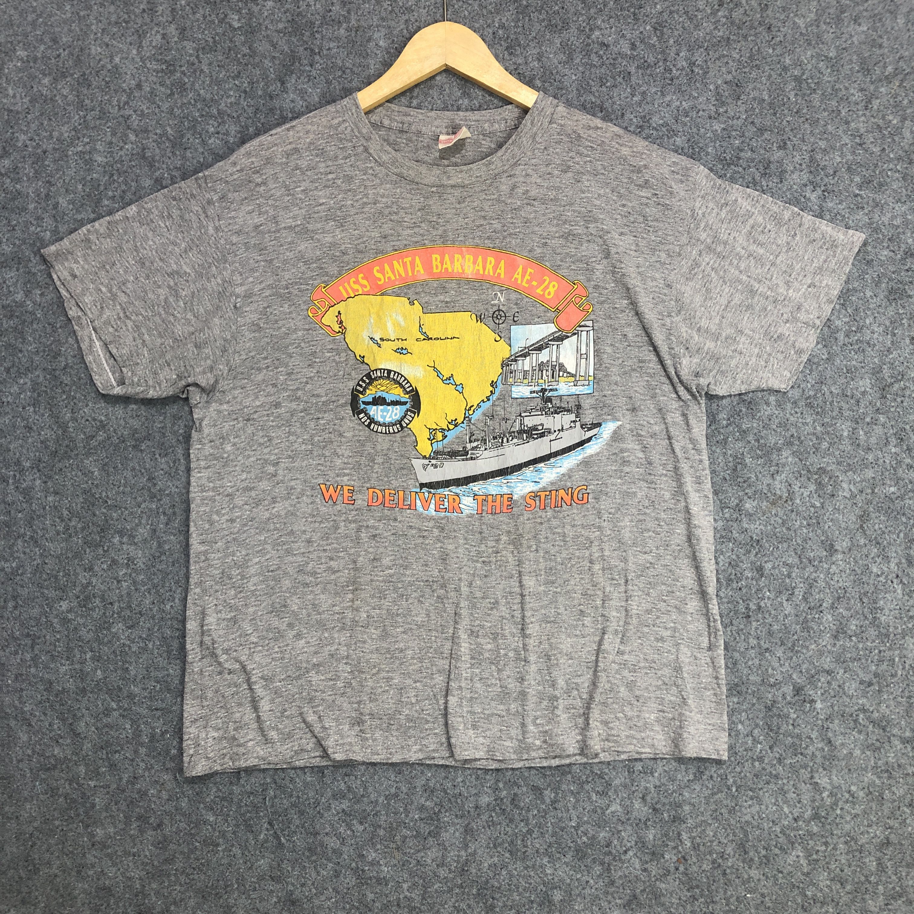 Vintage Vintage USS Santa Barbara Rayon Tri Blend T-Shirt Size US XL / EU 56 / 4 - 1 Thumbnail