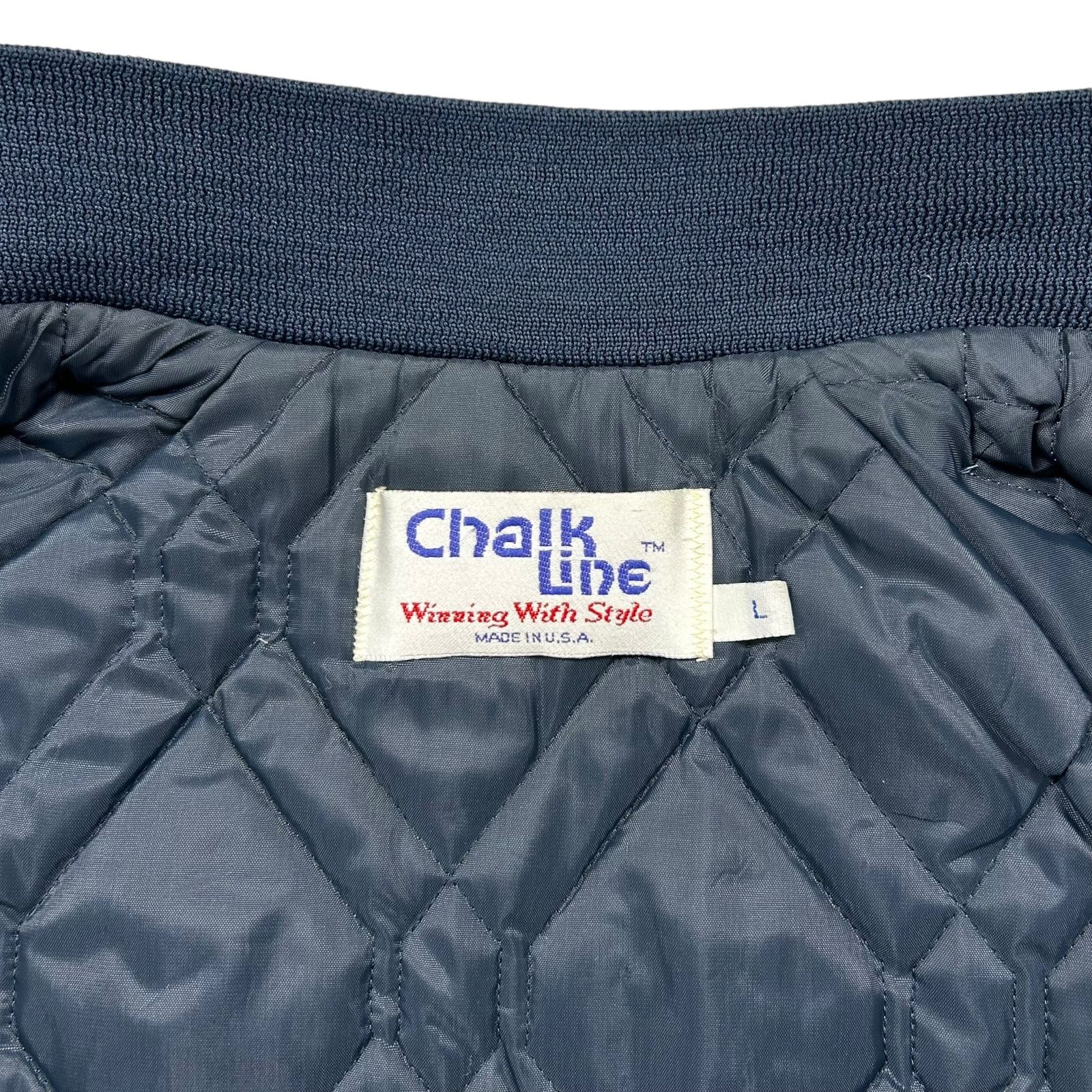 NFL VTG 90s CHICAGO BEARS CHALK LINE SATIN JACKET SPELL OUT Size US L / EU 52-54 / 3 - 5 Thumbnail