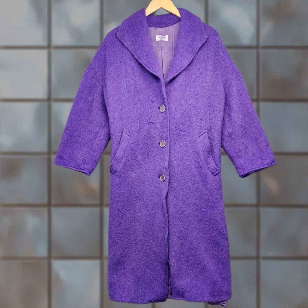 Missoni VINTAGE Missoni Donna Womens Coat Overcoat Long Purple Wool Mohair Blend Italy PROJECT Ladies Womens Middle Length 2000s Size M / US 6-8 / IT 42-44 - 1 Thumbnail