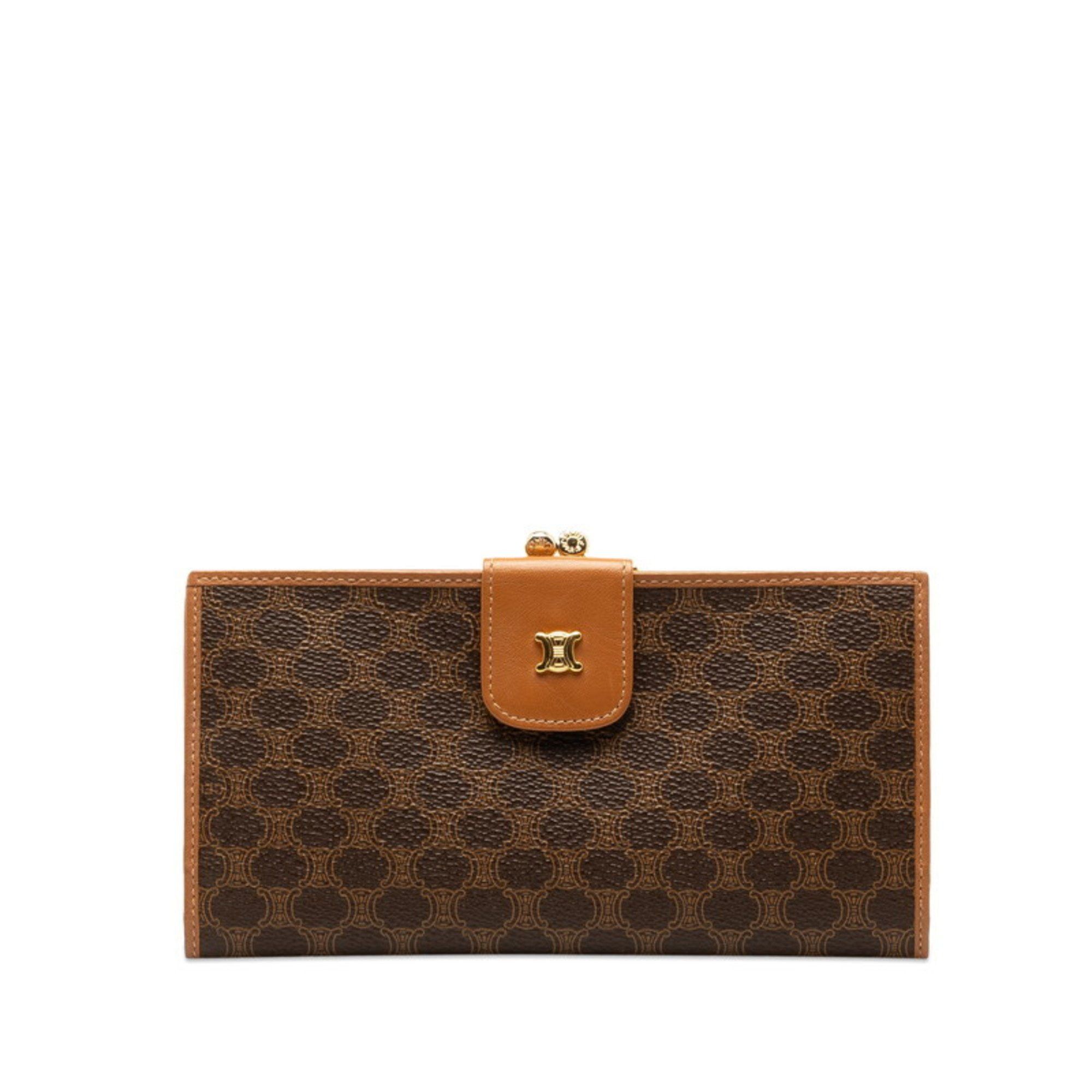 image of Celine Céline Macadam Wallet in Brown, Women's