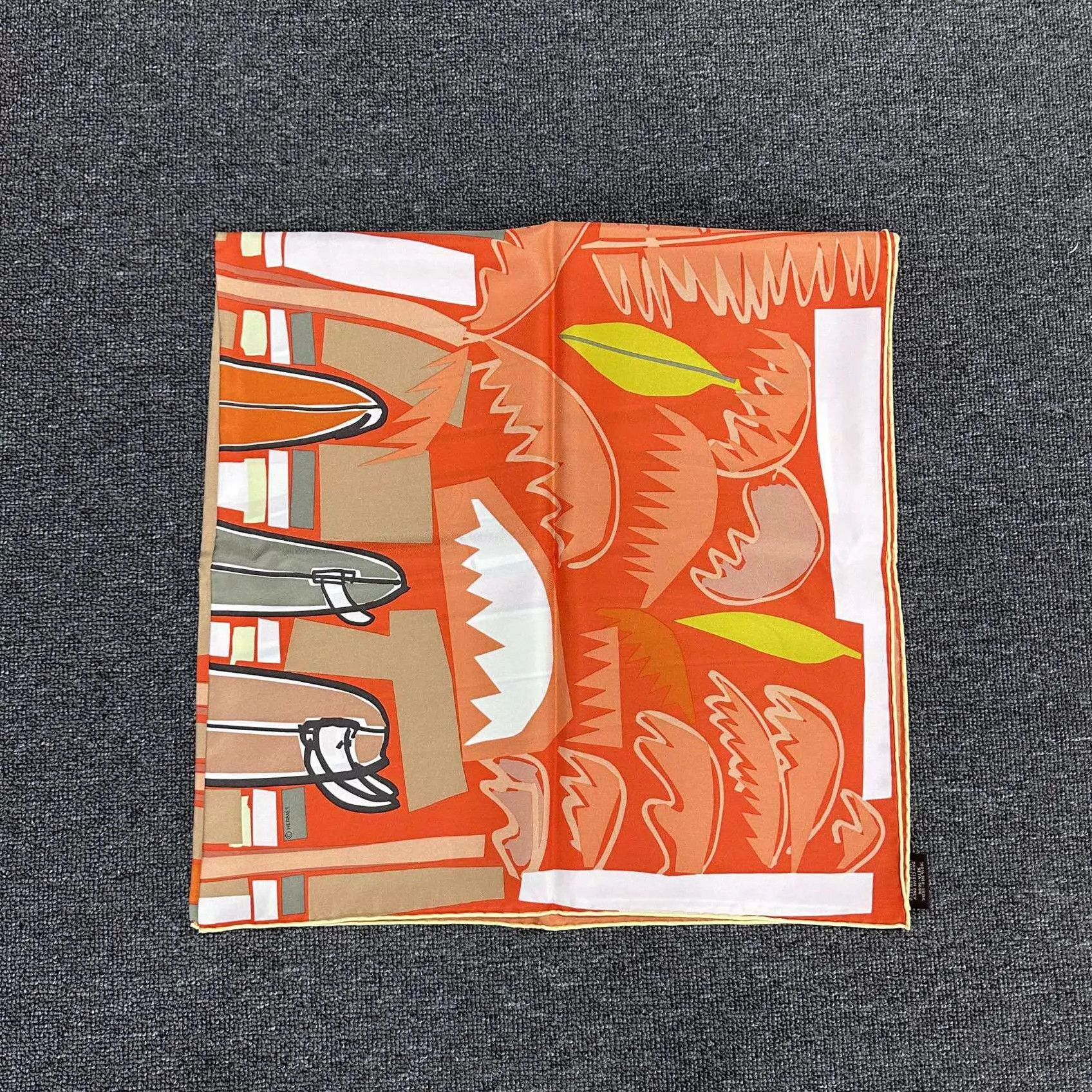 Hermes HERMES Surfing Series Silk Scarf Orange Size ONE SIZE - 5 Thumbnail