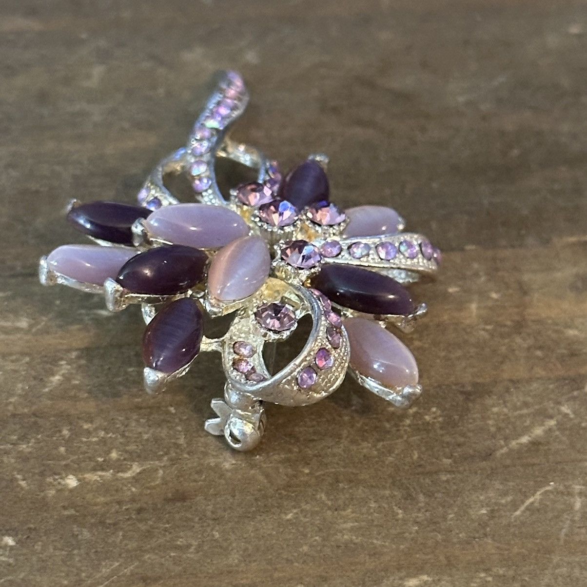 Vintage Vintage purple gemstone floral brooch Size ONE SIZE - 4 Thumbnail