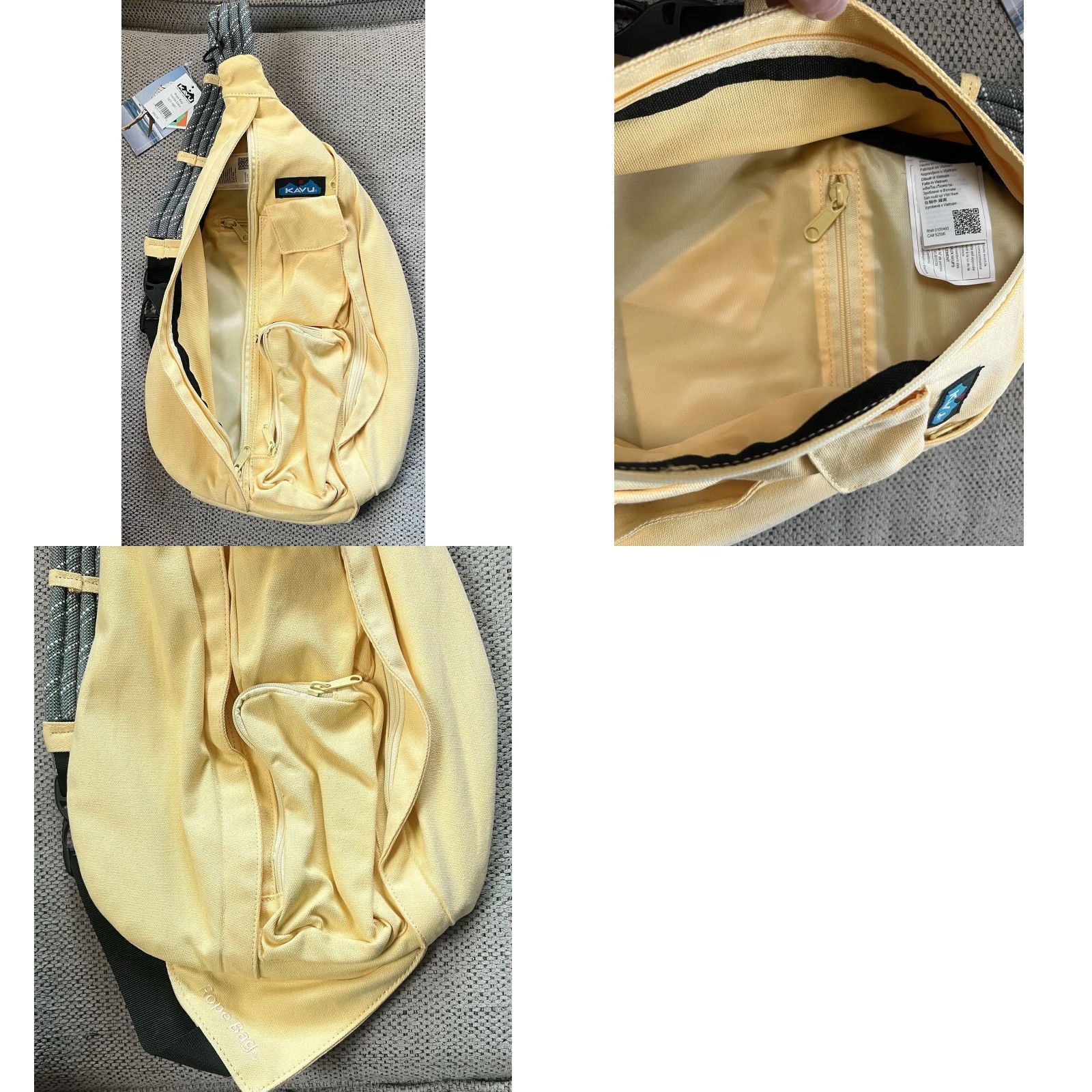 KAVU NWT KAVU Rope Sling Canvas Crossbody Bag Sack Yellow Vanilla Cake Yellow Women Medium Crossbody Bag Size ONE SIZE - 8 Thumbnail