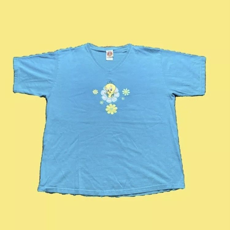 Vintage × Warner Bros Vintage Looney Tunes Twwety Bird Embroidered V Neck T Shirt Size XL / US 12-14 / IT 48-50 - 1 Thumbnail
