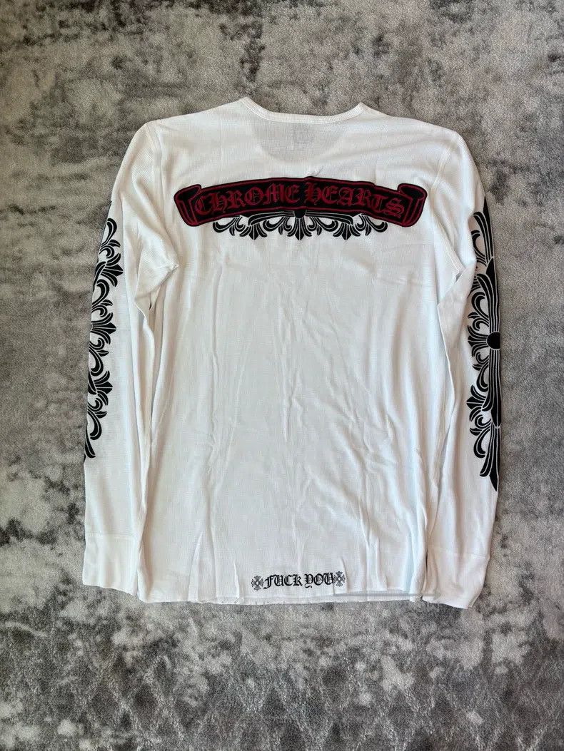 Chrome Hearts CHROME HEARTS Size XL Waffle White Cross logo Long Sleeve T Size US XL / EU 56 / 4 - 2 Thumbnail
