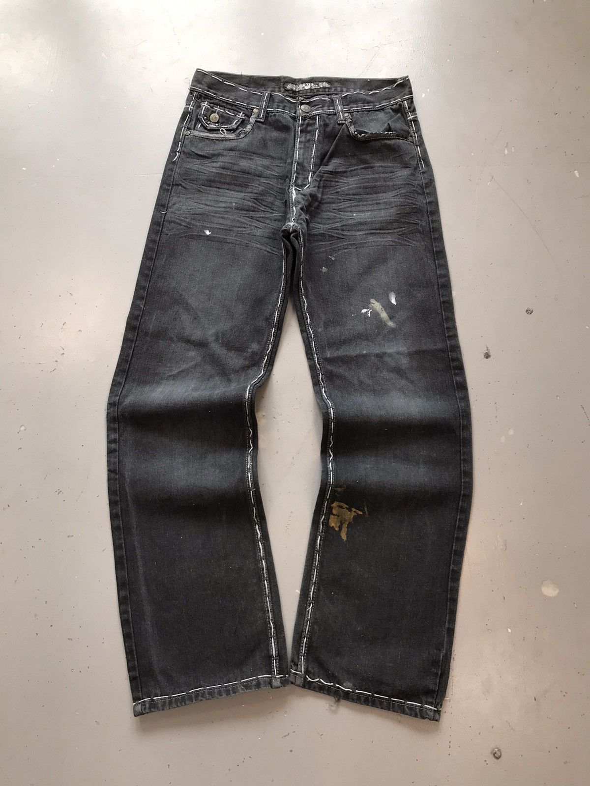 Vintage Vintage GS115 Y2K crazy embroidered studd denim Size US 32 / EU 48 - 2 Thumbnail