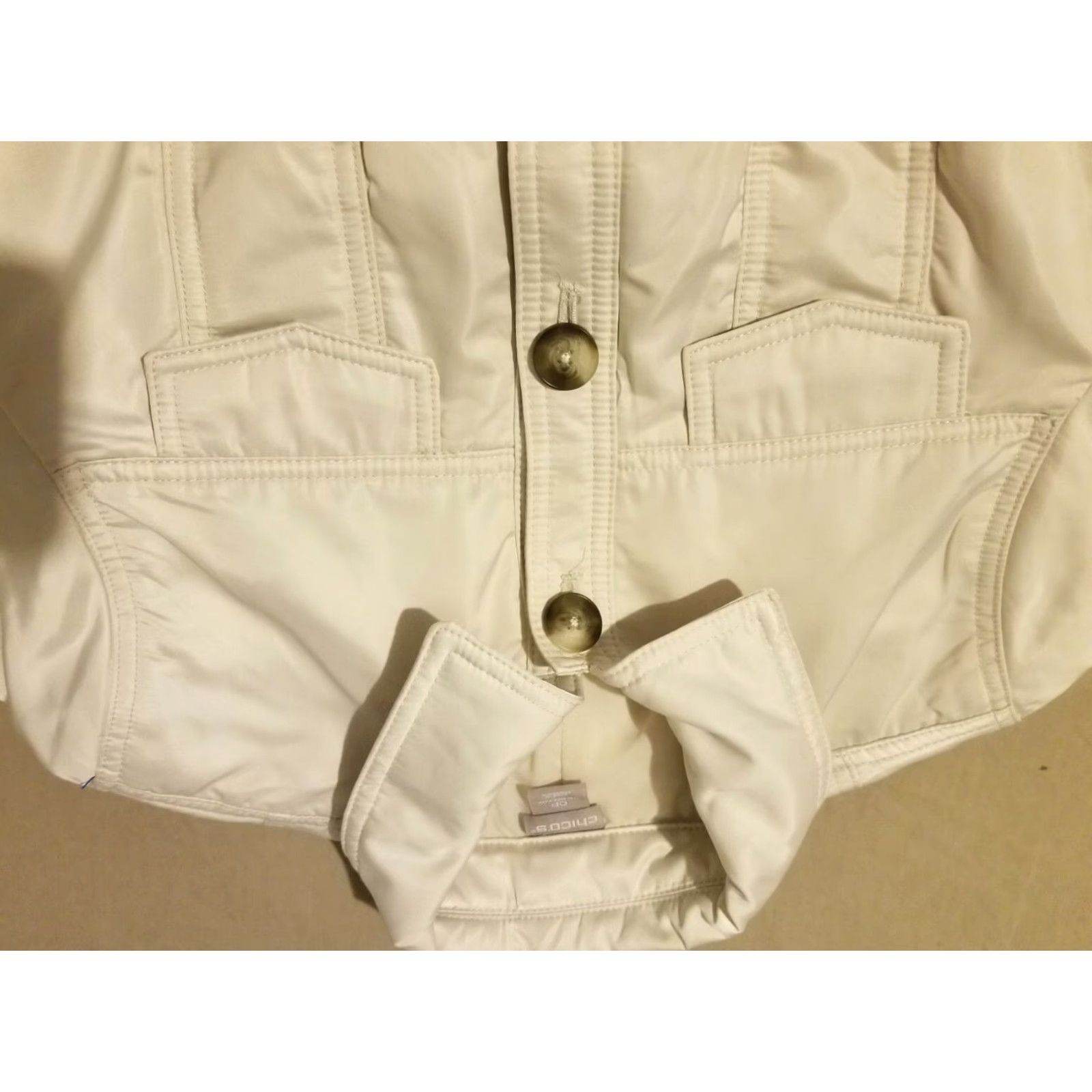 Vintage Chico's Jacket Women 0P Petite Ivory Cream Basic Jacket Kid? Size XS / US 0-2 / IT 36-38 - 2 Thumbnail