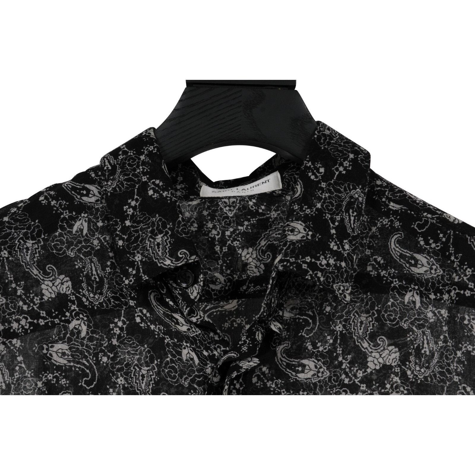 Saint Laurent Paris Paisley Button Down Shirt Size 41 / 16 Black Wool Size US M / EU 48-50 / 2 - 5 Thumbnail