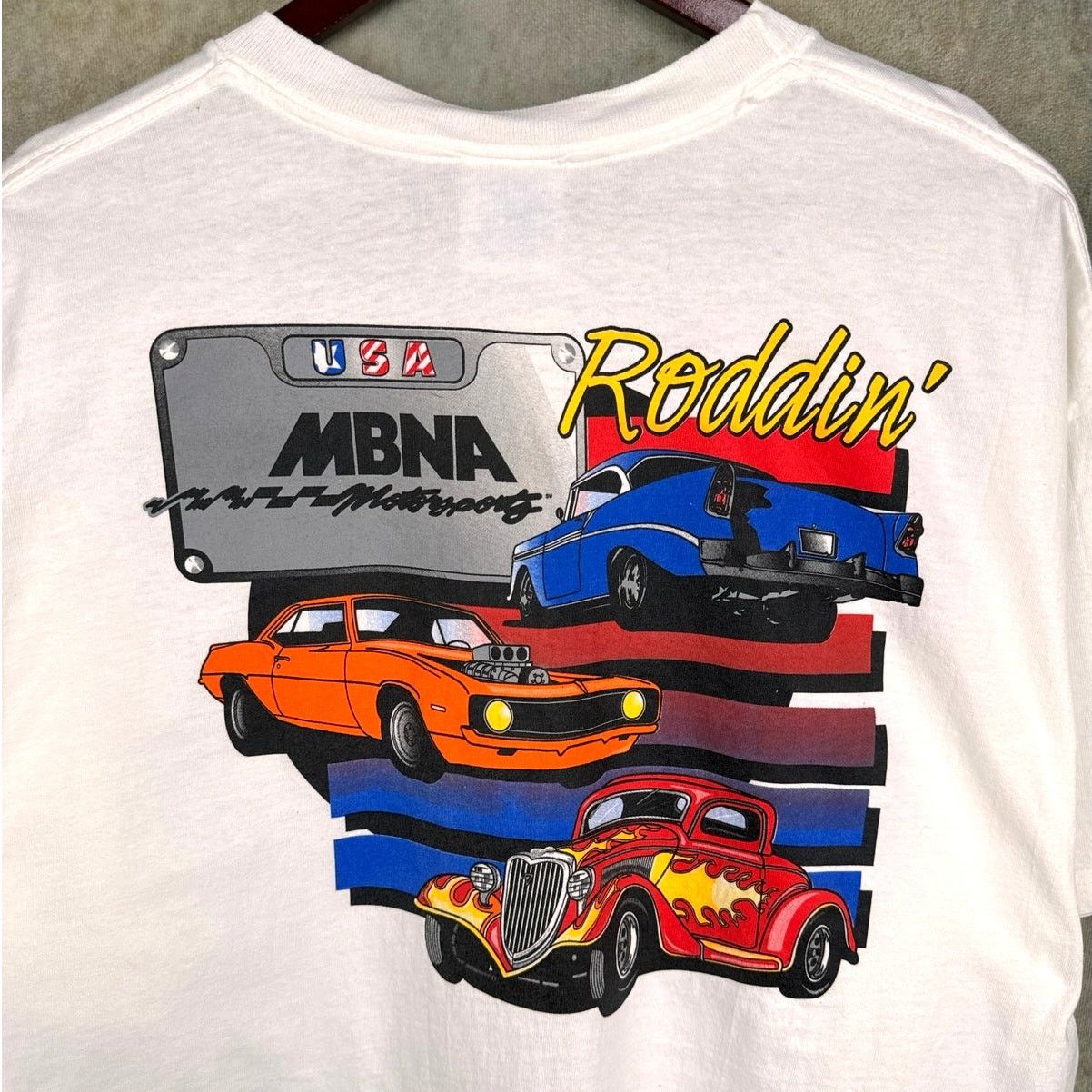 Vintage VTG 90s MBNA Motorsports Hot Rods T Shirt Sz XL White Flame Size US XL / EU 56 / 4 - 7 Thumbnail