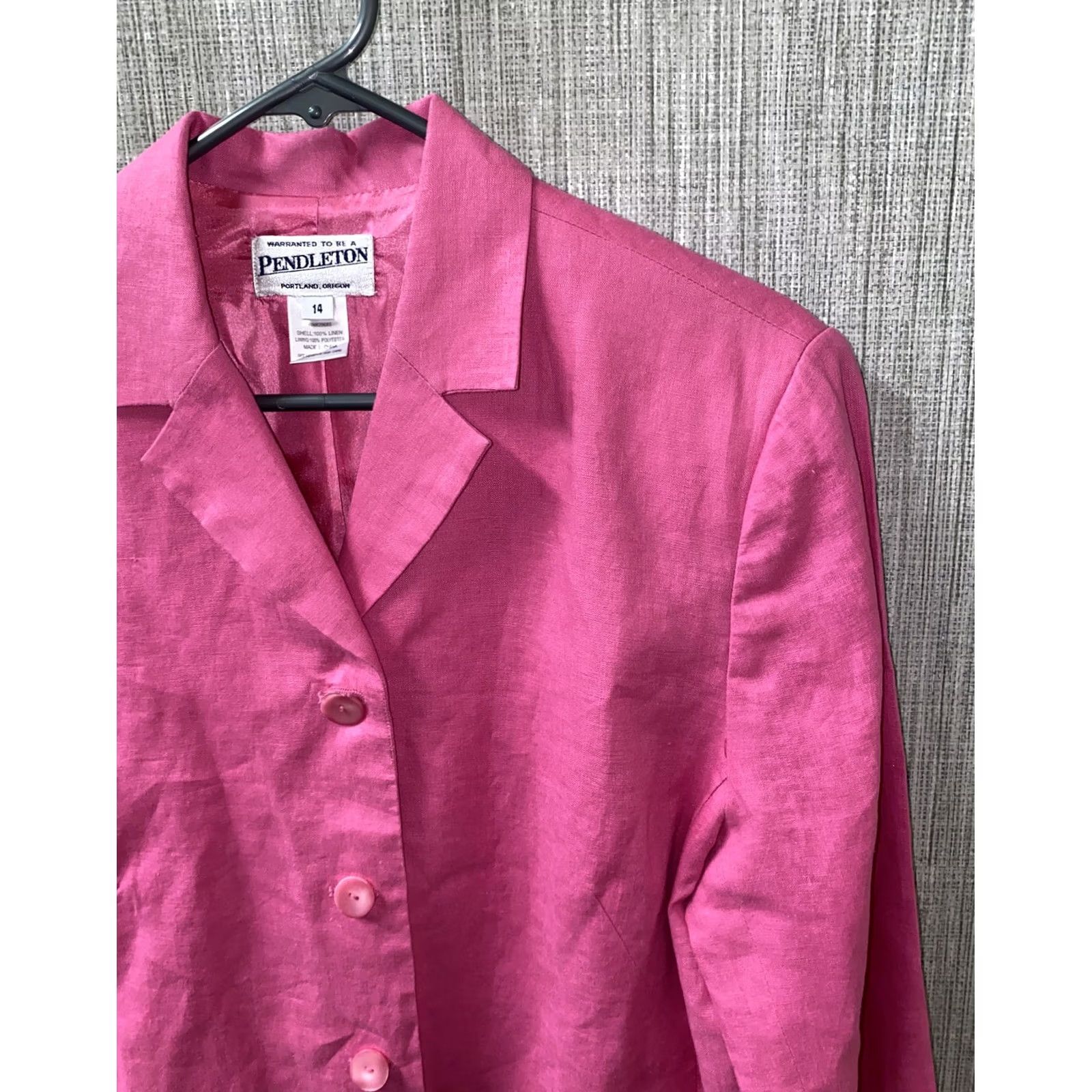 Pendleton Pendleton Jacket Womens Pink Linen 3 Button Size 14 Regular Coat LINEN Polyester Lining Casual Fall Spring Women Shirts & Jackets Size XL / US 12-14 / IT 48-50 - 2 Thumbnail