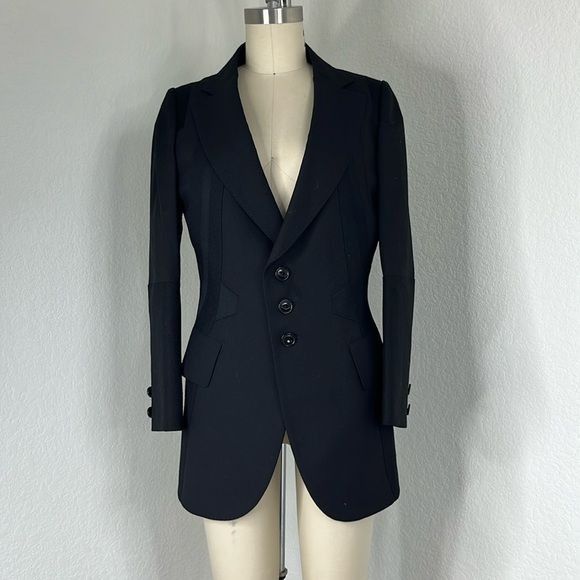 Japanese Brand Shiro Sakai Wool Asymetric Placket Tailored Mixed Media Japa Size S / US 4 / IT 40 - 1 Thumbnail