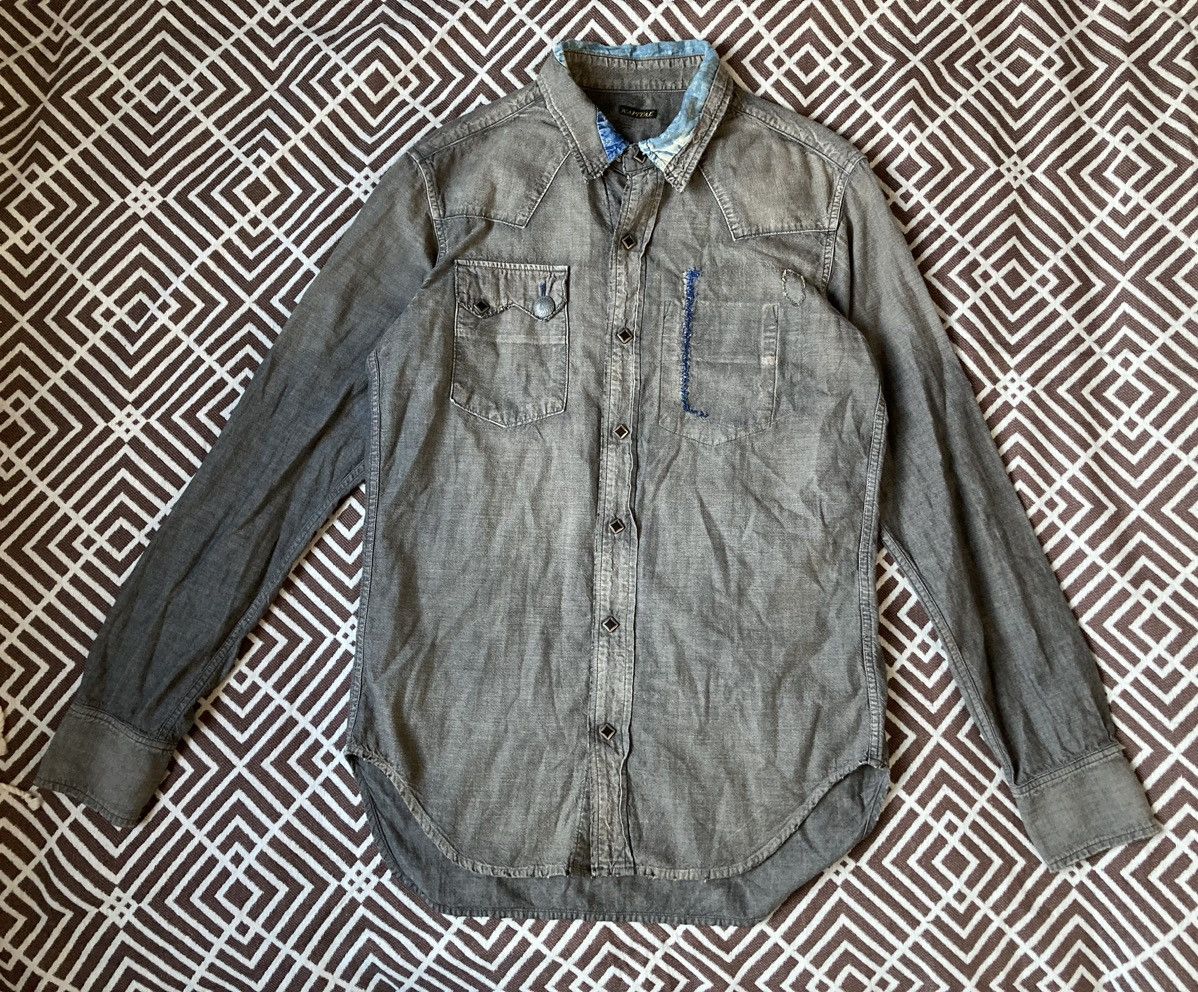 image of Kapital Western Boro Shirt in Grey, Men's (Size Medium)