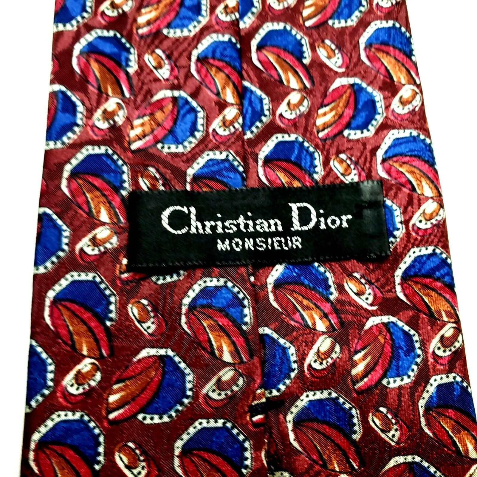 Christian Dior Monsieur Christian Dior Monsieur Polyester Tie Red Blue Abstract Geom Size ONE SIZE - 3 Thumbnail