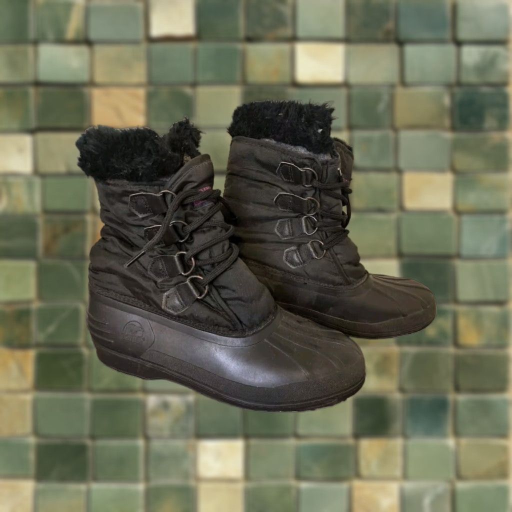 Sorel Women's Black Snow Boots Size Lace-up Winter Synthetic