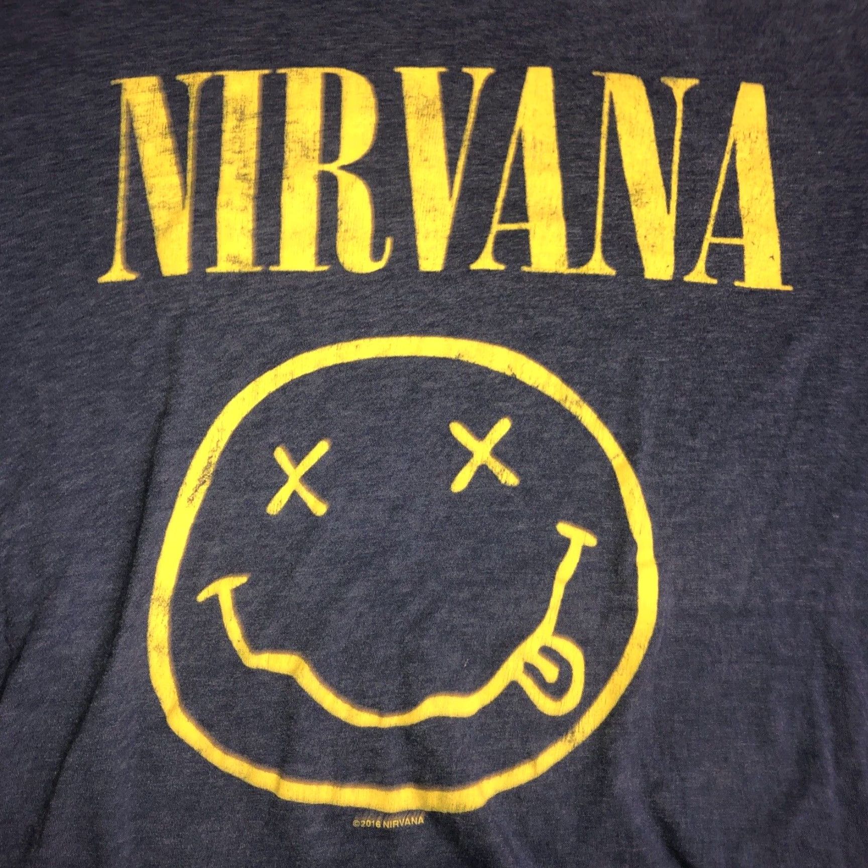 Vintage VINTAGE Nirvana Band T-shirt Men Large Crew Neck Cotton Short Sleeve Blues Yellow 90s Grunge Music Size US L / EU 52-54 / 3 - 2 Thumbnail