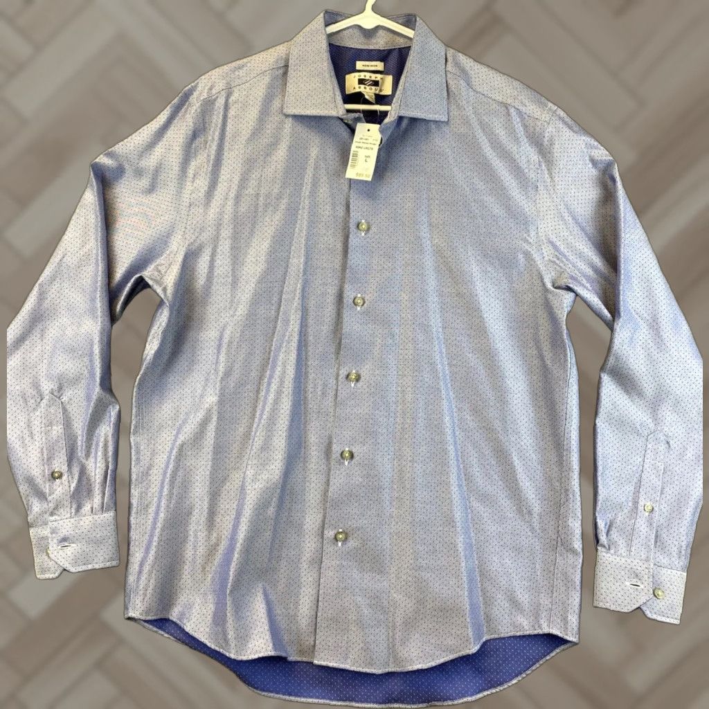 Joseph Abboud VINTAGE Joseph Abboud Dress Shirt Men L Blue Long Sleeve Button Cotton 80-8 Size 42R - 1 Thumbnail