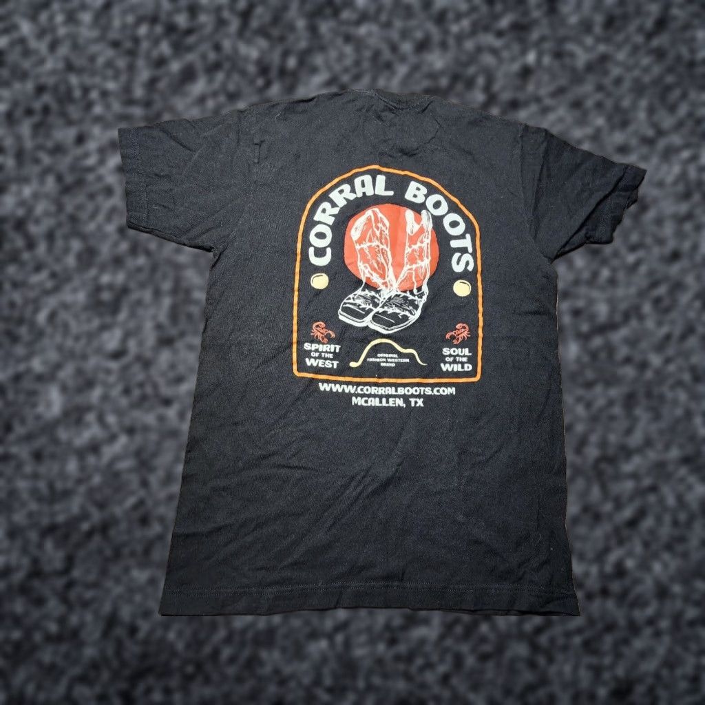 Vintage Double Sided Corral Boots McAllen TX Graphic T Shirt Black S Mens Size US S / EU 44-46 / 1 - 1 Thumbnail