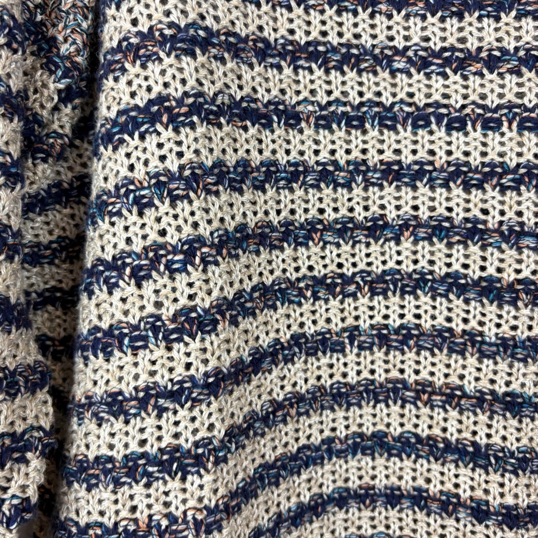 Coldwater Creek Coldwater Creek Sweater Women XL Blue Knit 3/4 Sleeve Open Knit Striped Boatneck Casual Pullover Size XL / US 12-14 / IT 48-50 - 5 Thumbnail
