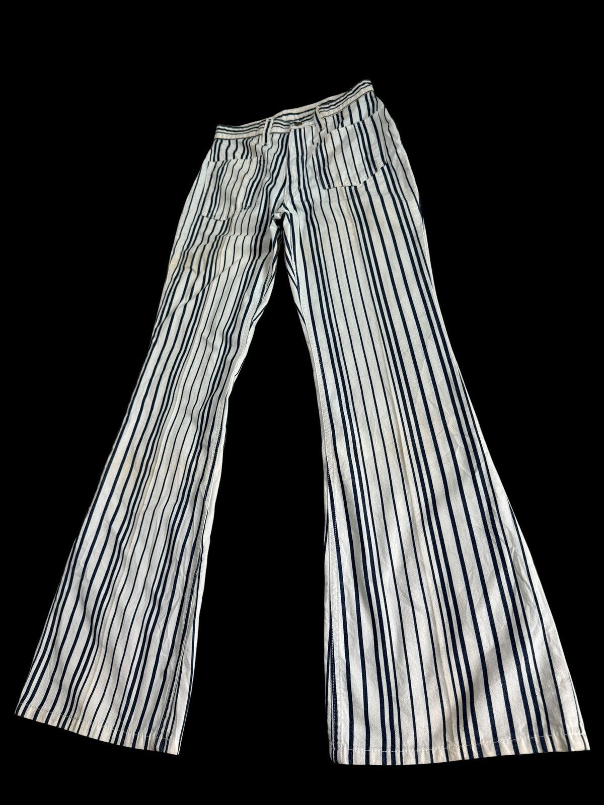 Japanese Brand British Lion Flare Pants Stripe Hippies Style Made in Japan Size US 27 - 3 Thumbnail