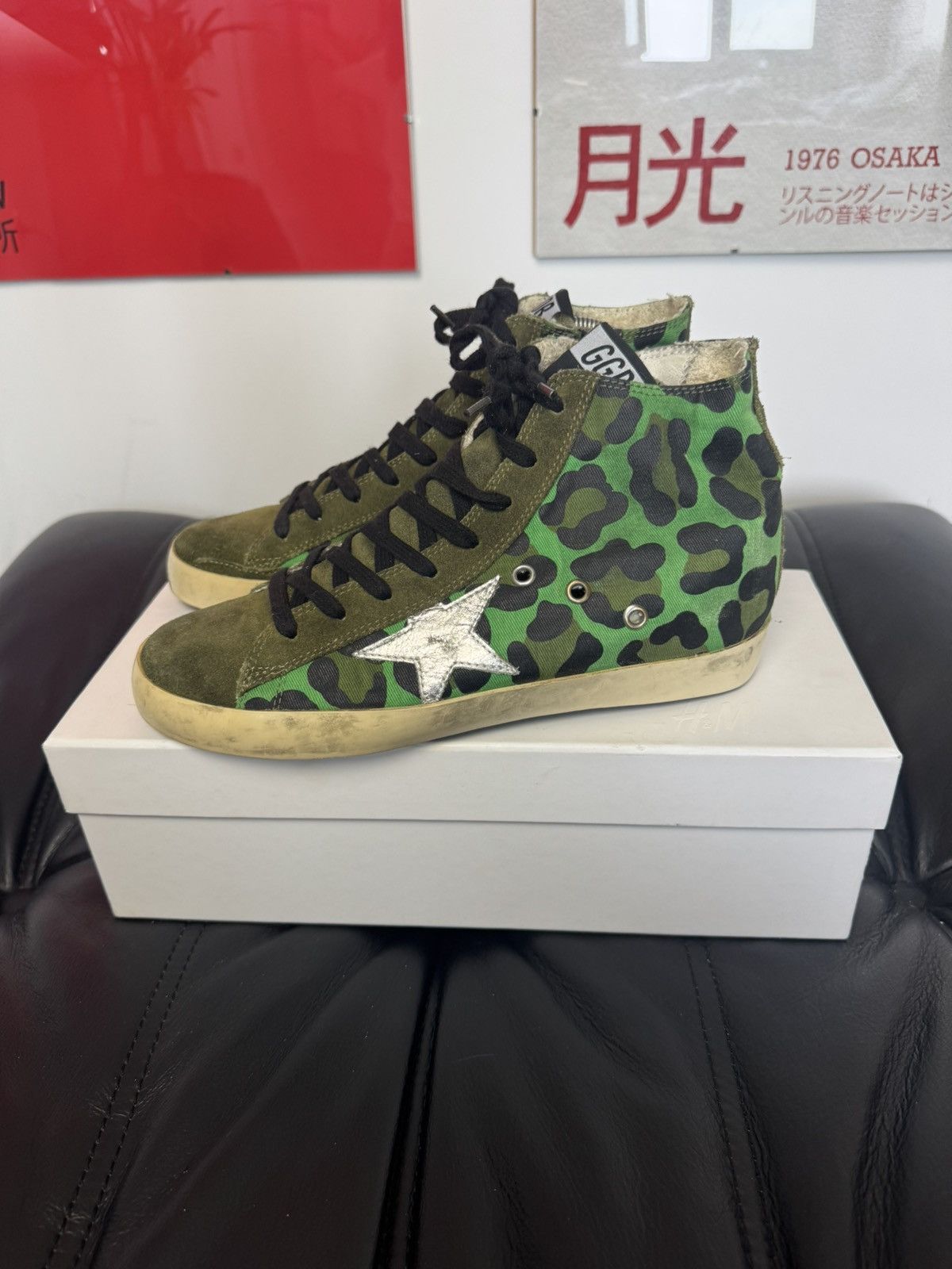 Golden Goose Golden Goose Hi Top Sneakers Italy Leopard Camo Green Rare Size US 8 / IT 38 - 4 Thumbnail