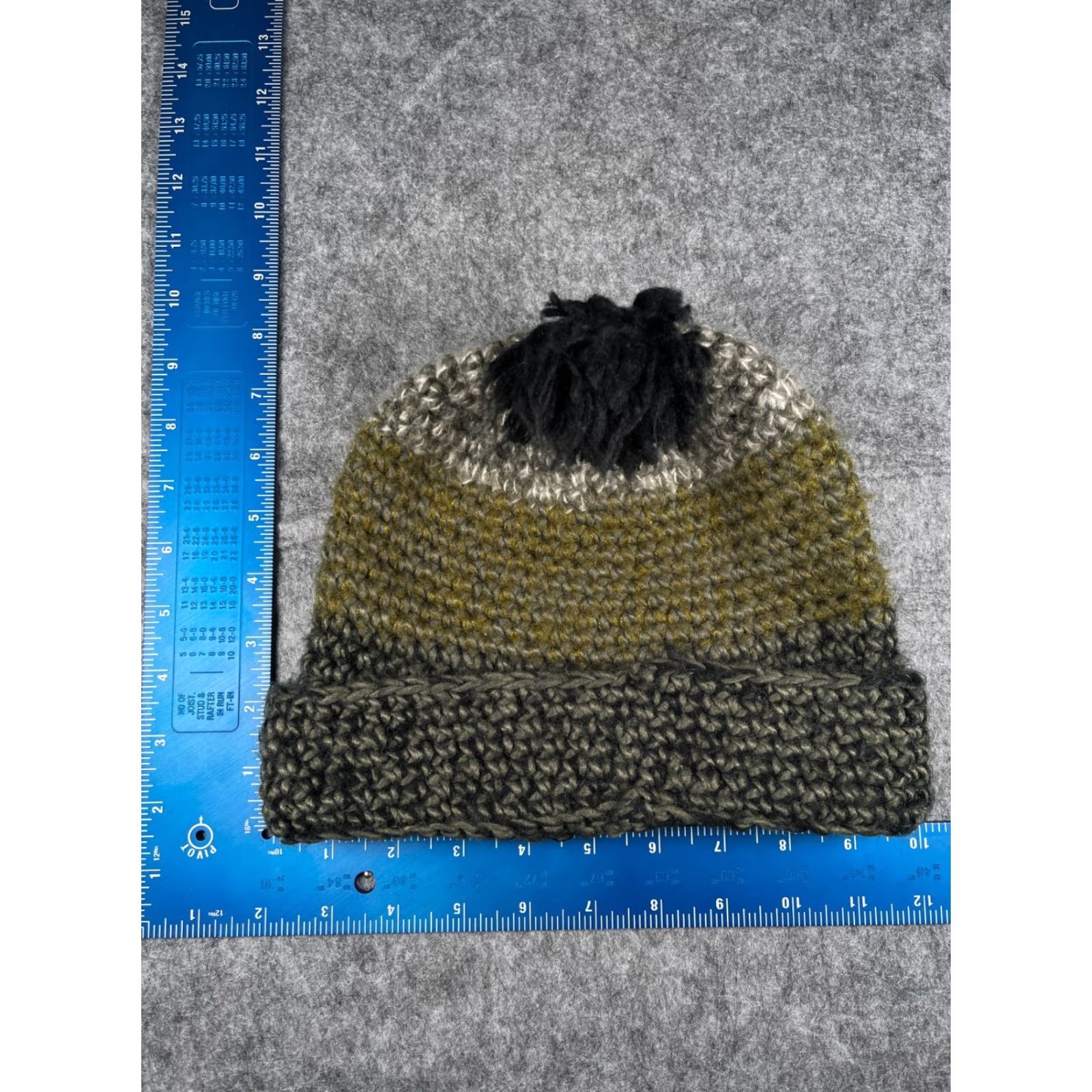 Vintage Chaos Beanie Adult One Size Green Stripe Knit 100% Acrylic Ski Pom Hat Beanie Unisex Adults Warm Winter Knit Beanie Chaos Size ONE SIZE - 5 Thumbnail