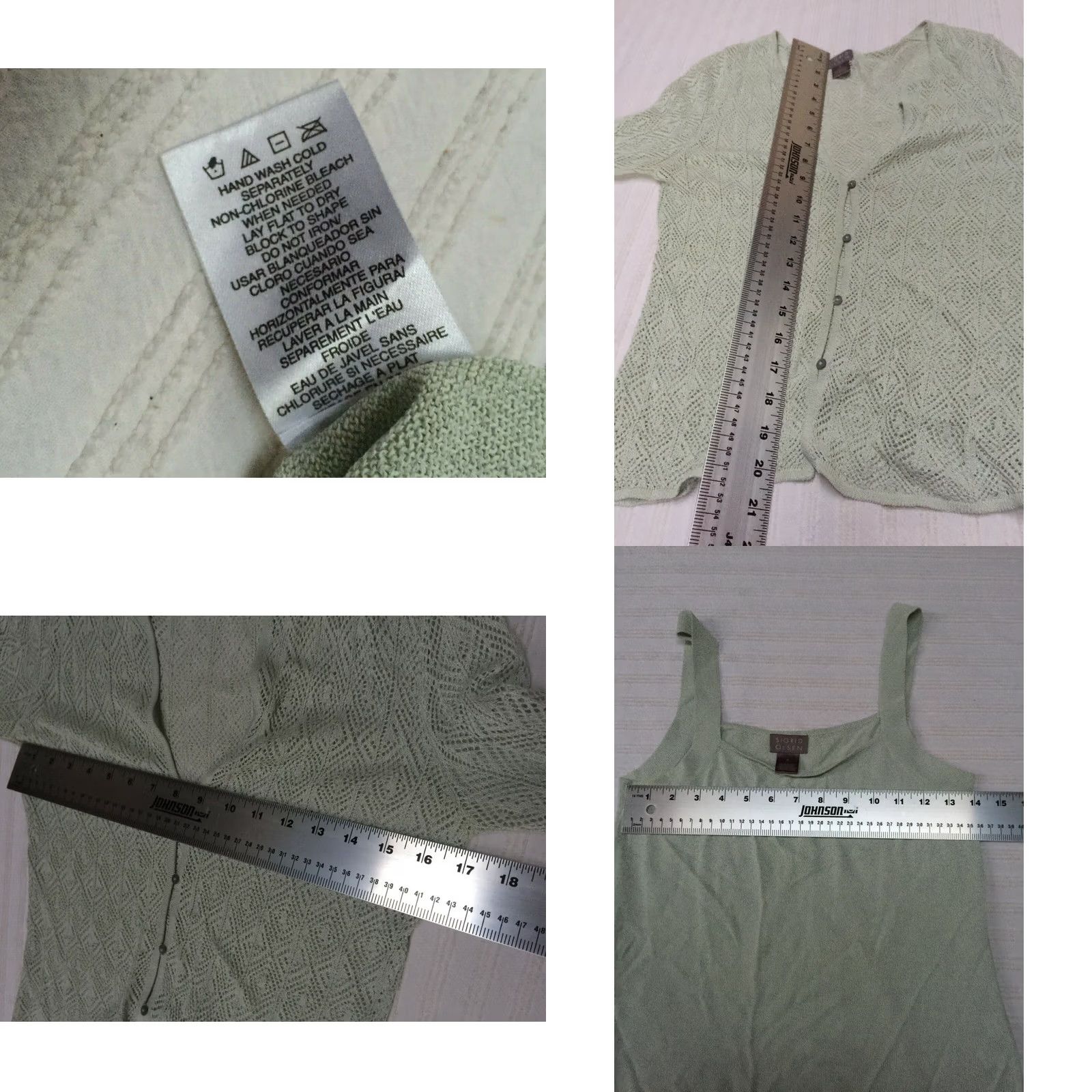 Vintage Sigrid Olsen Womens Tank Top Cardigan Set Perforated Green Small Size S / US 4 / IT 40 - 8 Thumbnail