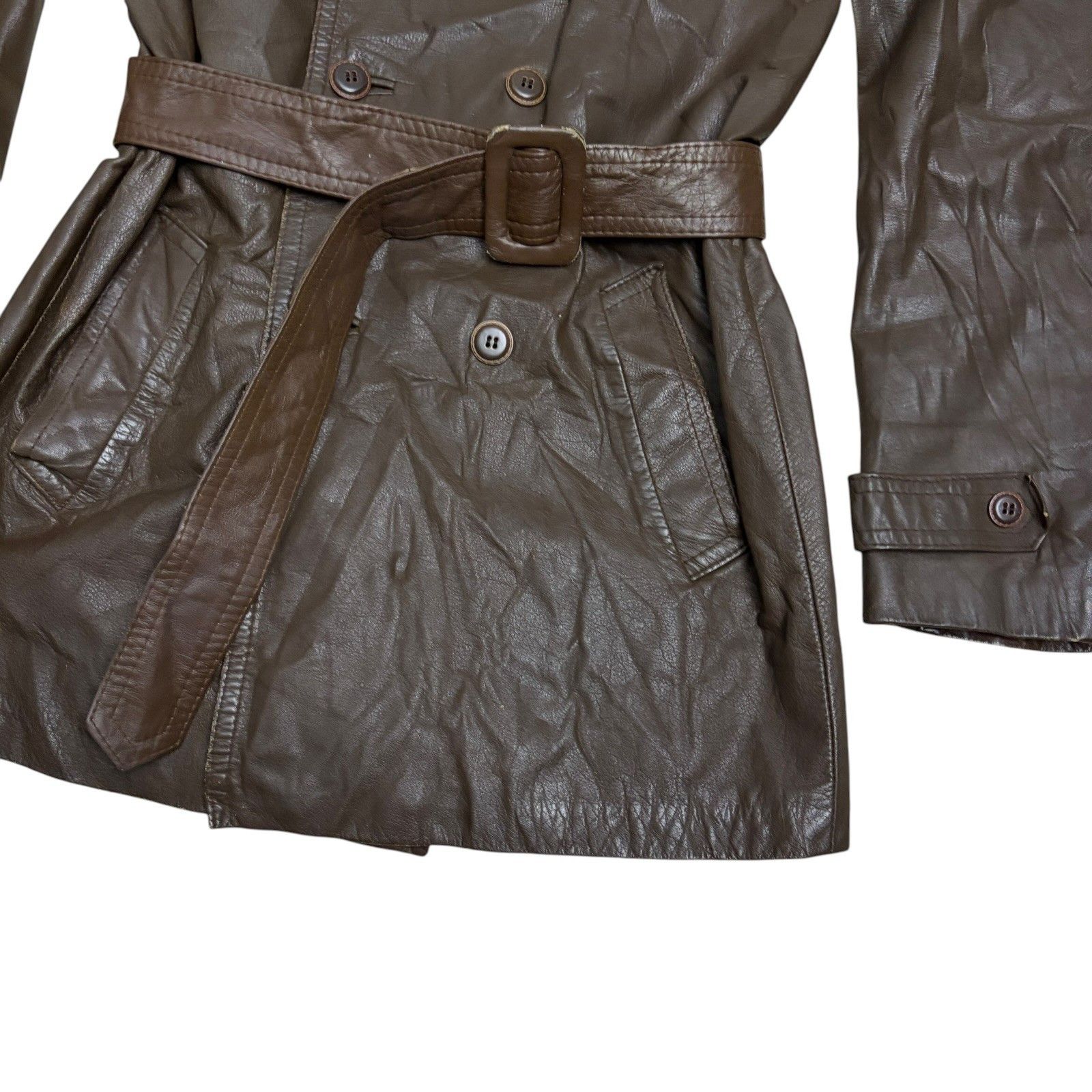 Other Vintage Leather Coat Princeton Trench Retro Jacket Small Size US S / EU 44-46 / 1 - 7 Thumbnail