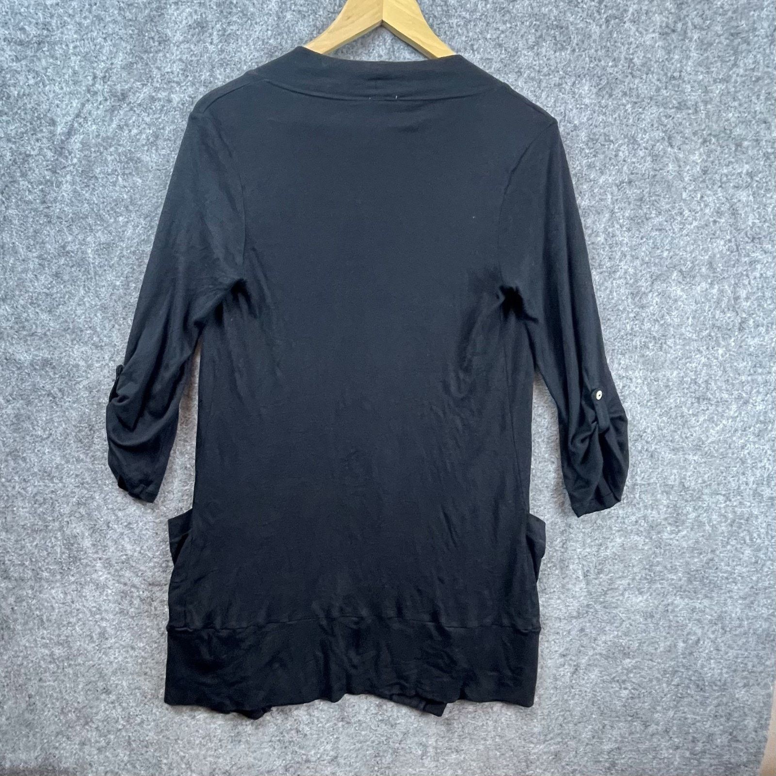 Splendid Splendid Cardigan Sweater Womens Medium Black Knit Roll Tab Size M / US 6-8 / IT 42-44 - 2 Thumbnail