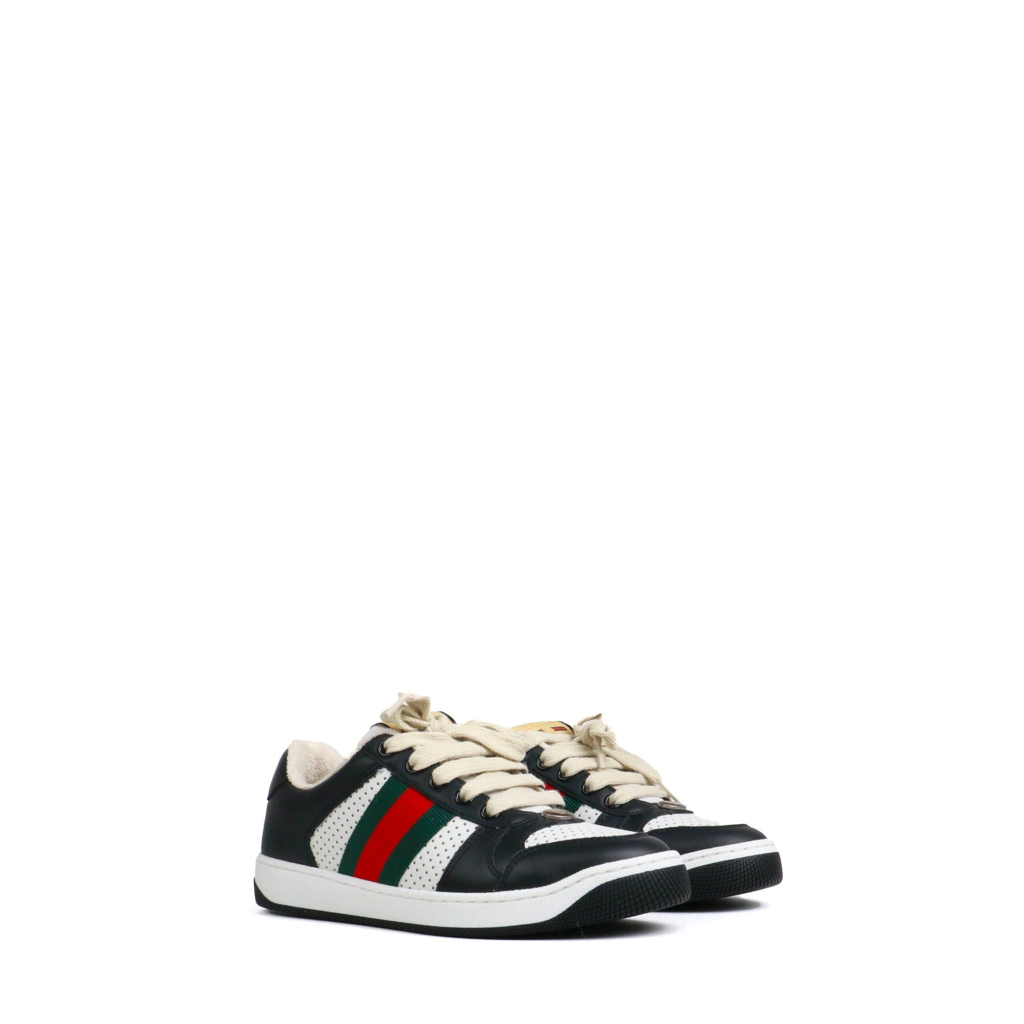 Gucci GUCCI - Gucci Screener sneakers with laces in black leather (T35.5) Size US 4.5 / IT 34.5 - 1 Thumbnail