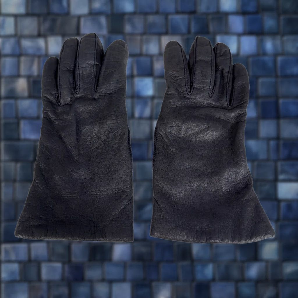 Vintage VINTAGE Fownes Leather Gloves Womens 7 Black Lined Genuine Leather Winter Knit Driving Size ONE SIZE - 1 Thumbnail
