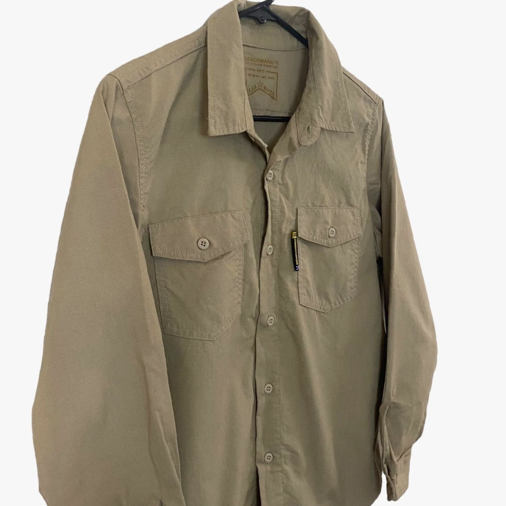 Vintage VINTAGE Benchmark Silver Bullet Flame Resistant Button-Up Shirt Womens Medium Tan HRC2 Size M / US 6-8 / IT 42-44 - 4 Thumbnail